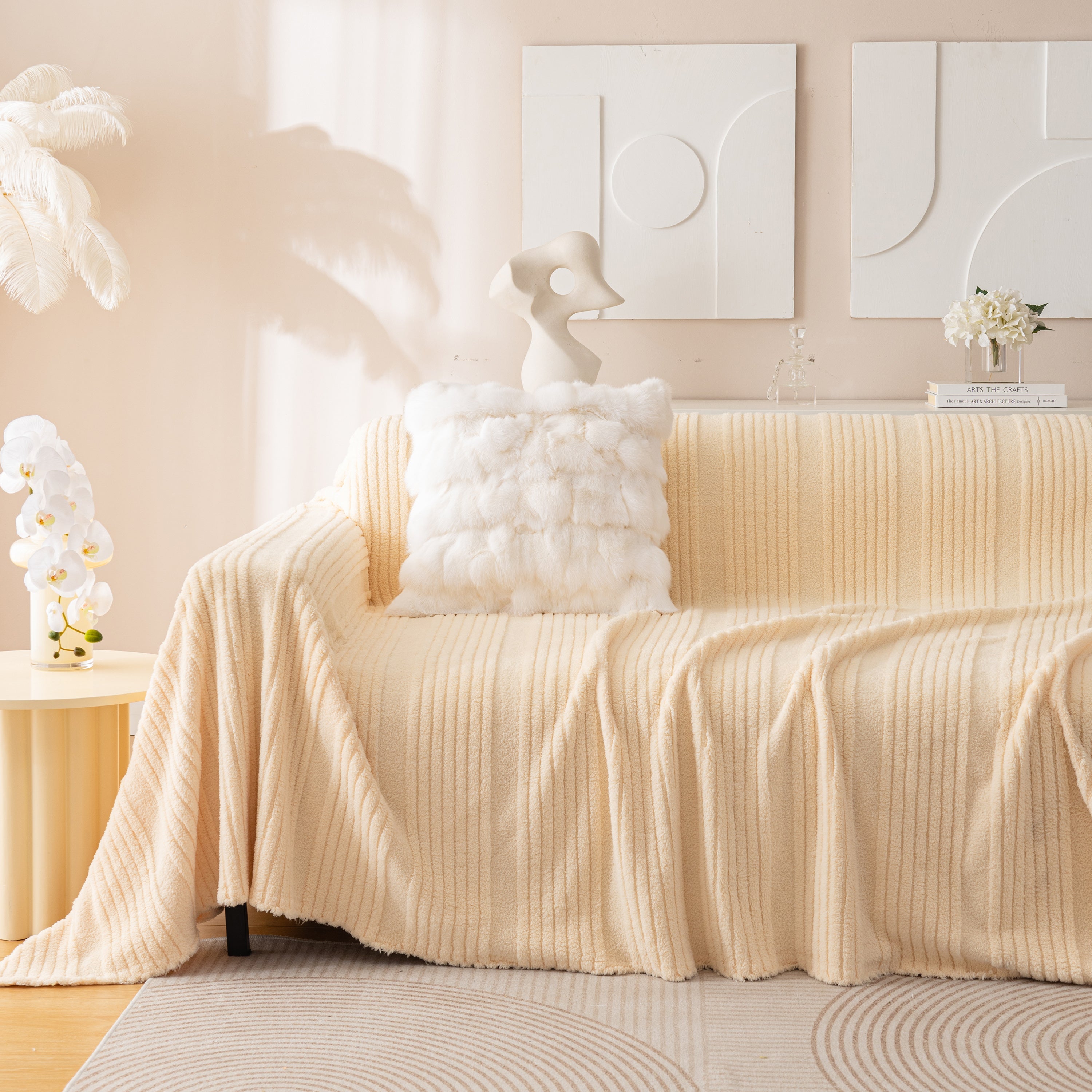 Luxury Oversized Soft Plush L Shape Couch Cover Sofa Throw Cover, Extra Large Blanket to Cover Couch