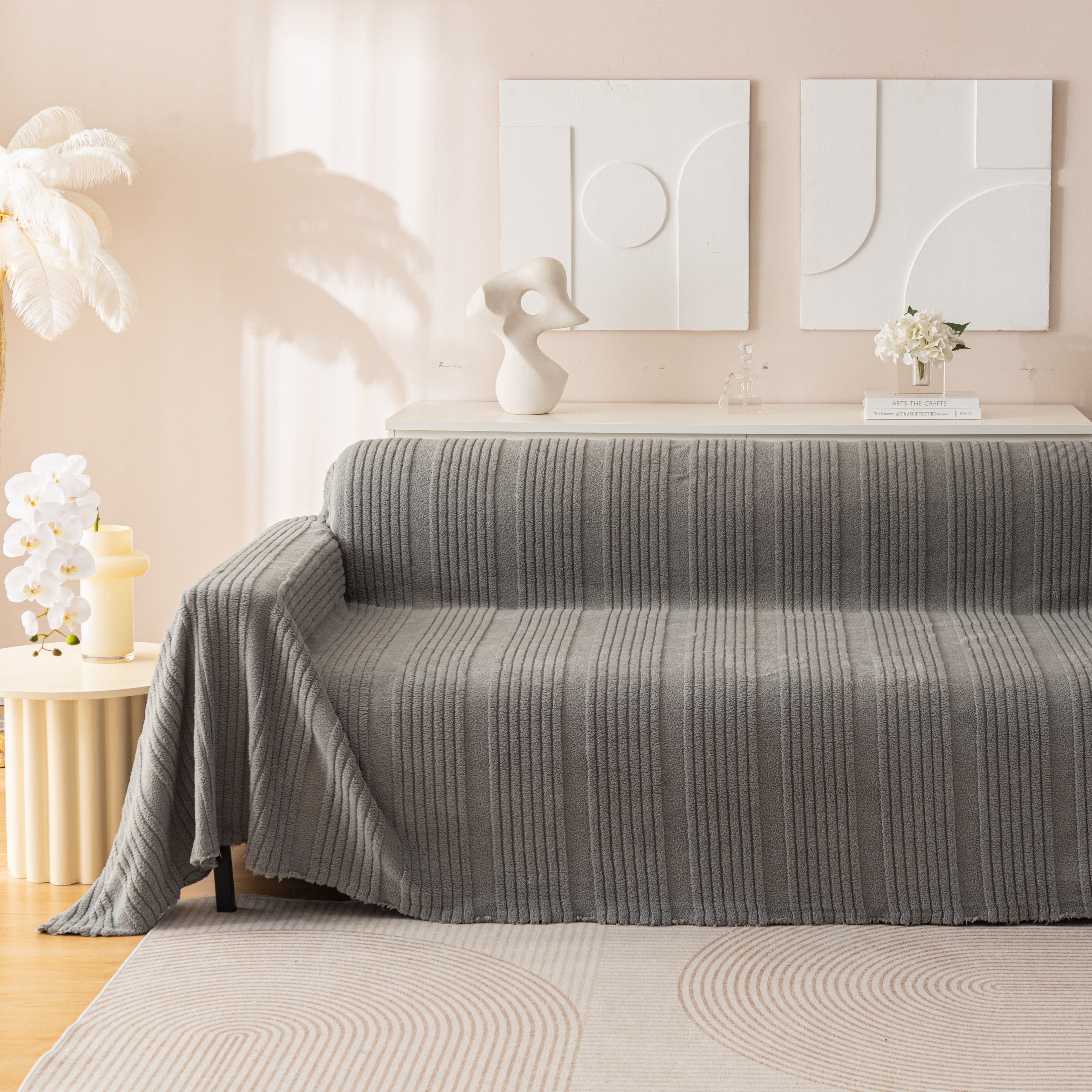 Luxury Oversized Soft Plush L Shape Couch Cover Sofa Throw Cover, Extra Large Blanket to Cover Couch