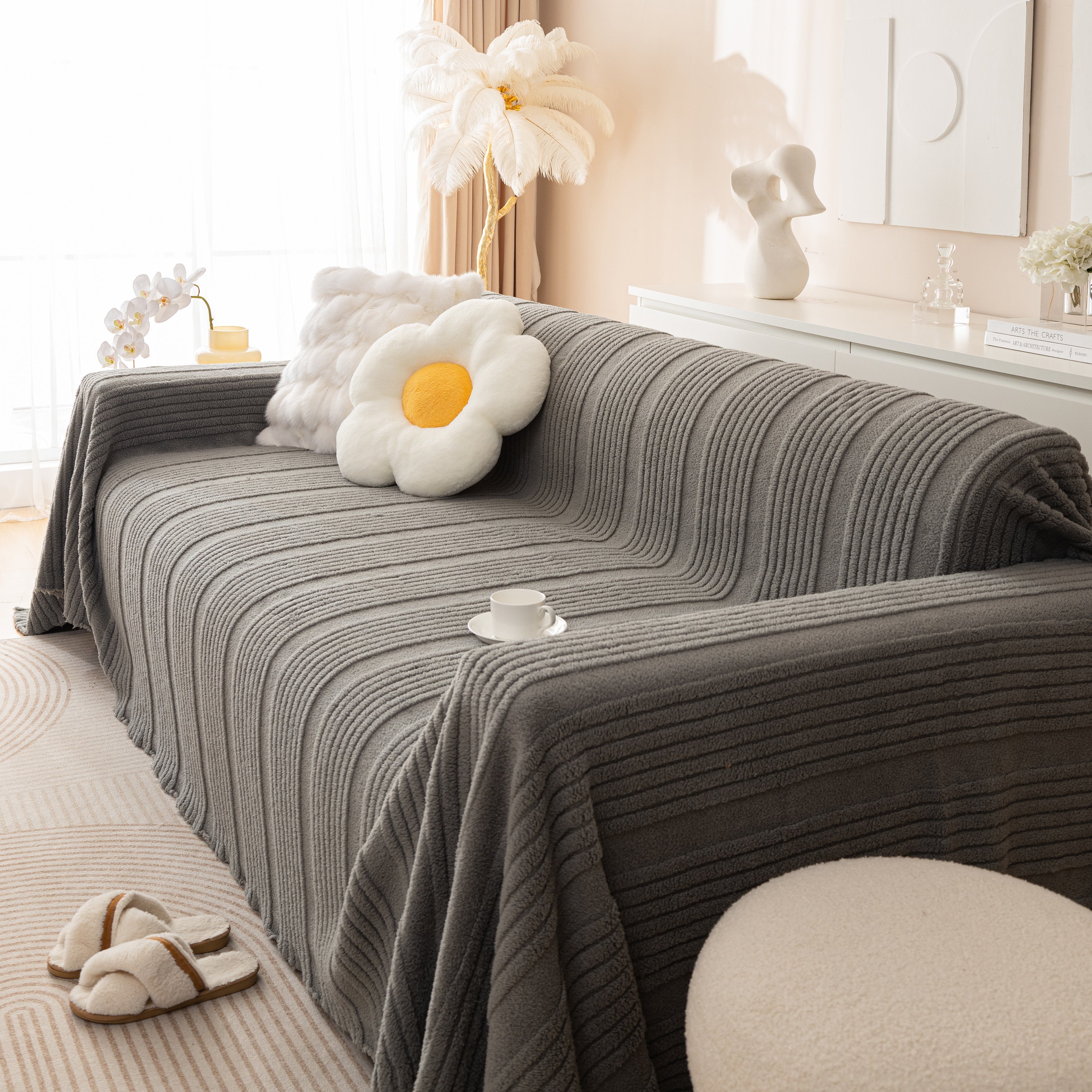 Luxury Oversized Soft Plush L Shape Couch Cover Sofa Throw Cover, Extra Large Blanket to Cover Couch