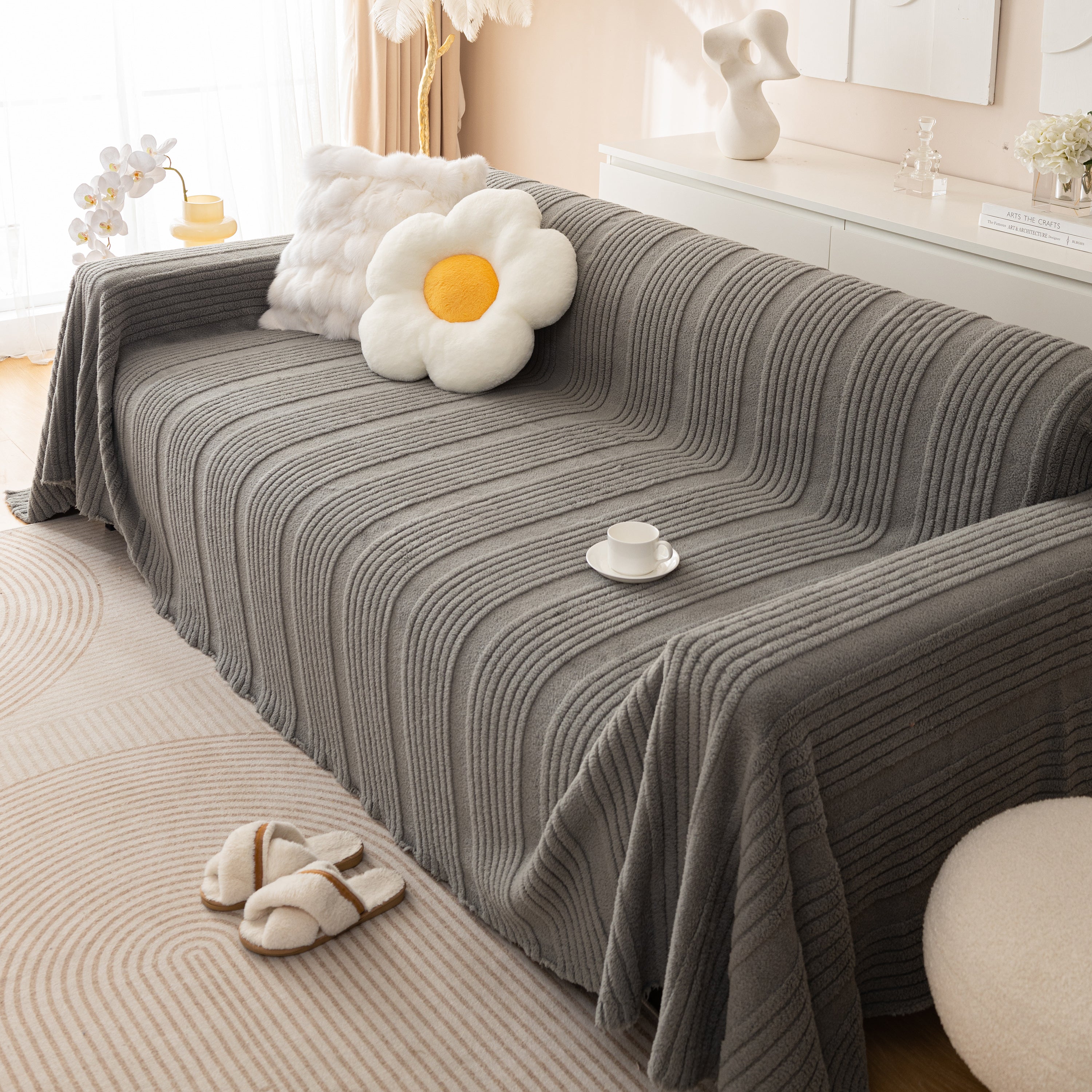 Luxury Oversized Soft Plush L Shape Couch Cover Sofa Throw Cover, Extra Large Blanket to Cover Couch