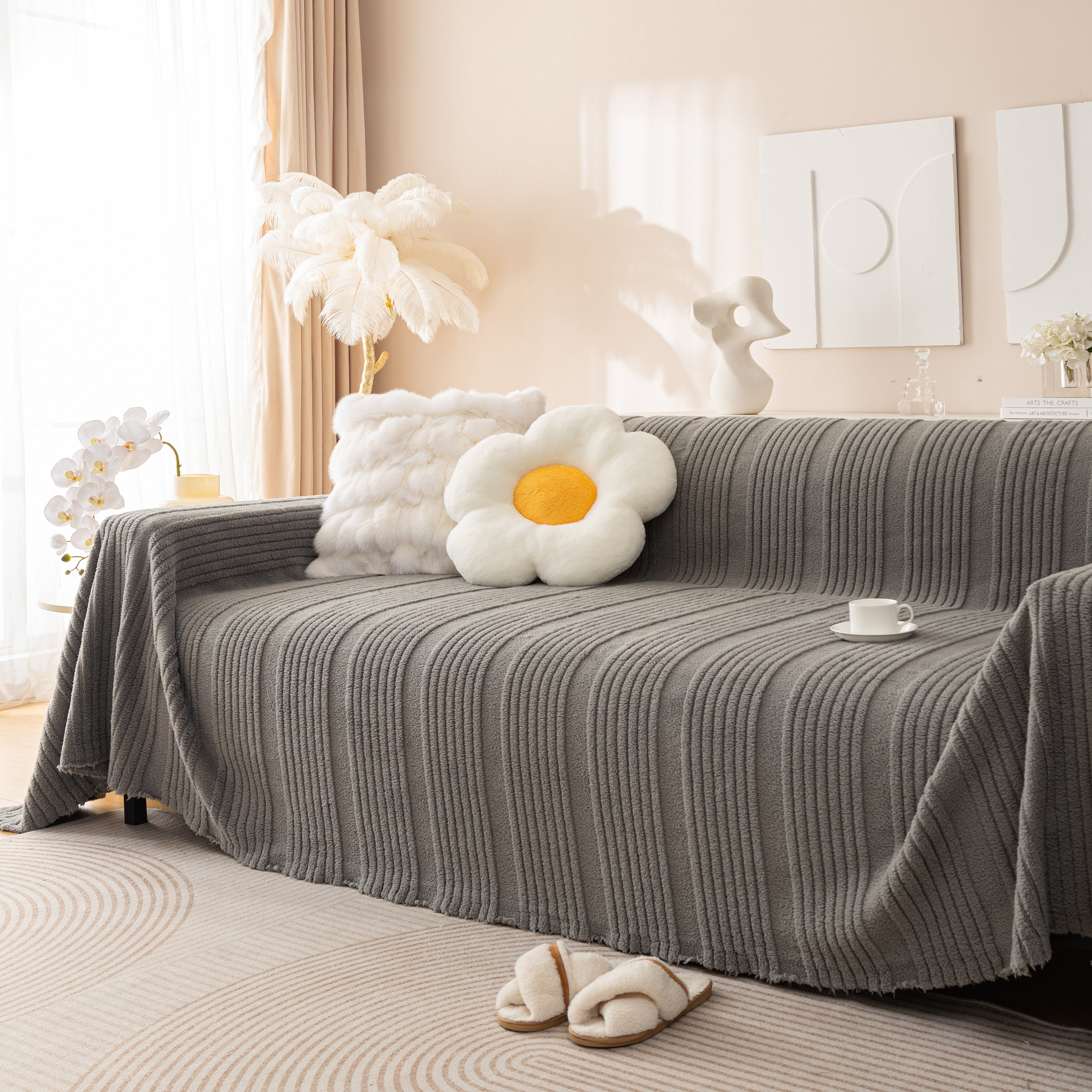 Luxury Oversized Soft Plush L Shape Couch Cover Sofa Throw Cover, Extra Large Blanket to Cover Couch