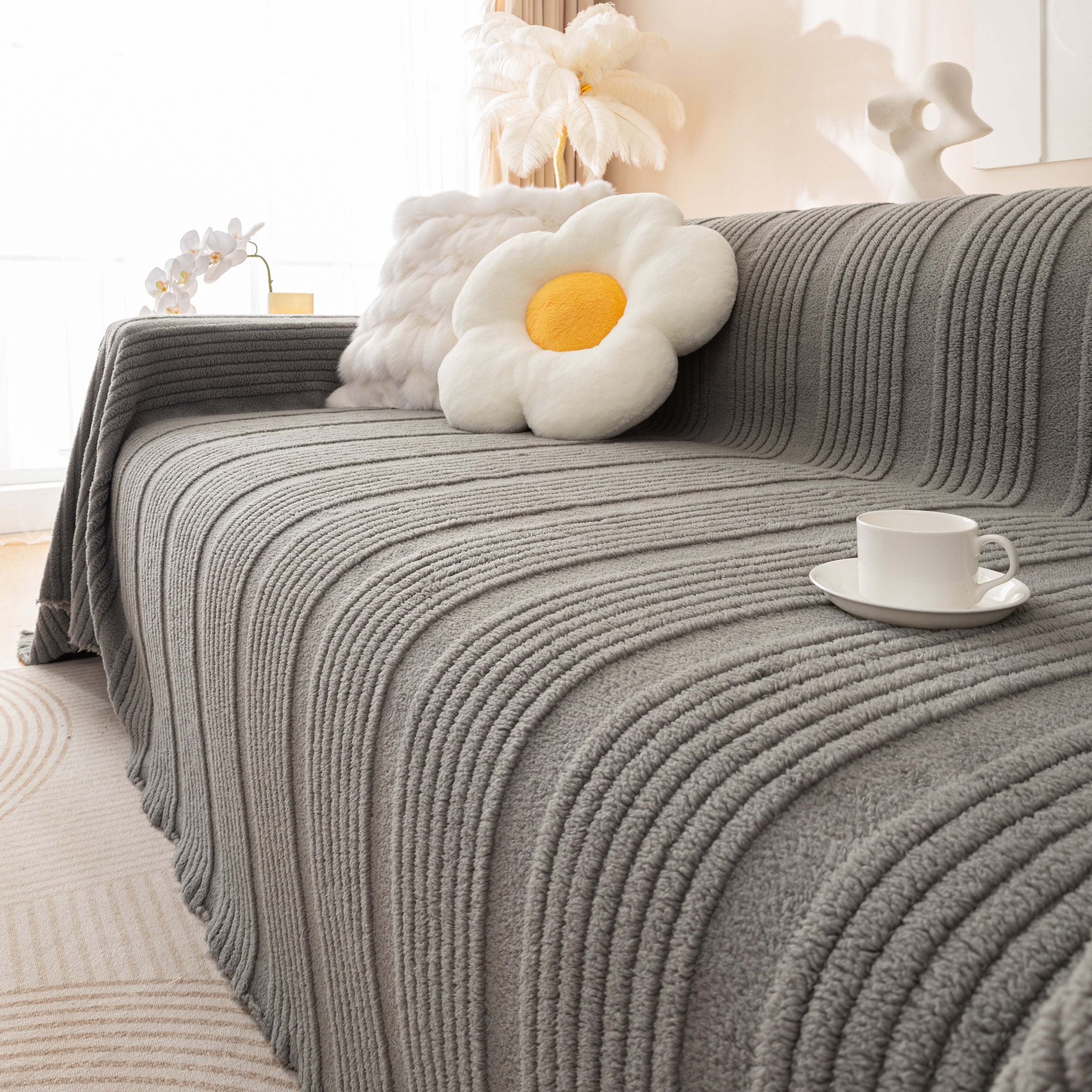 Luxury Oversized Soft Plush L Shape Couch Cover Sofa Throw Cover, Extra Large Blanket to Cover Couch