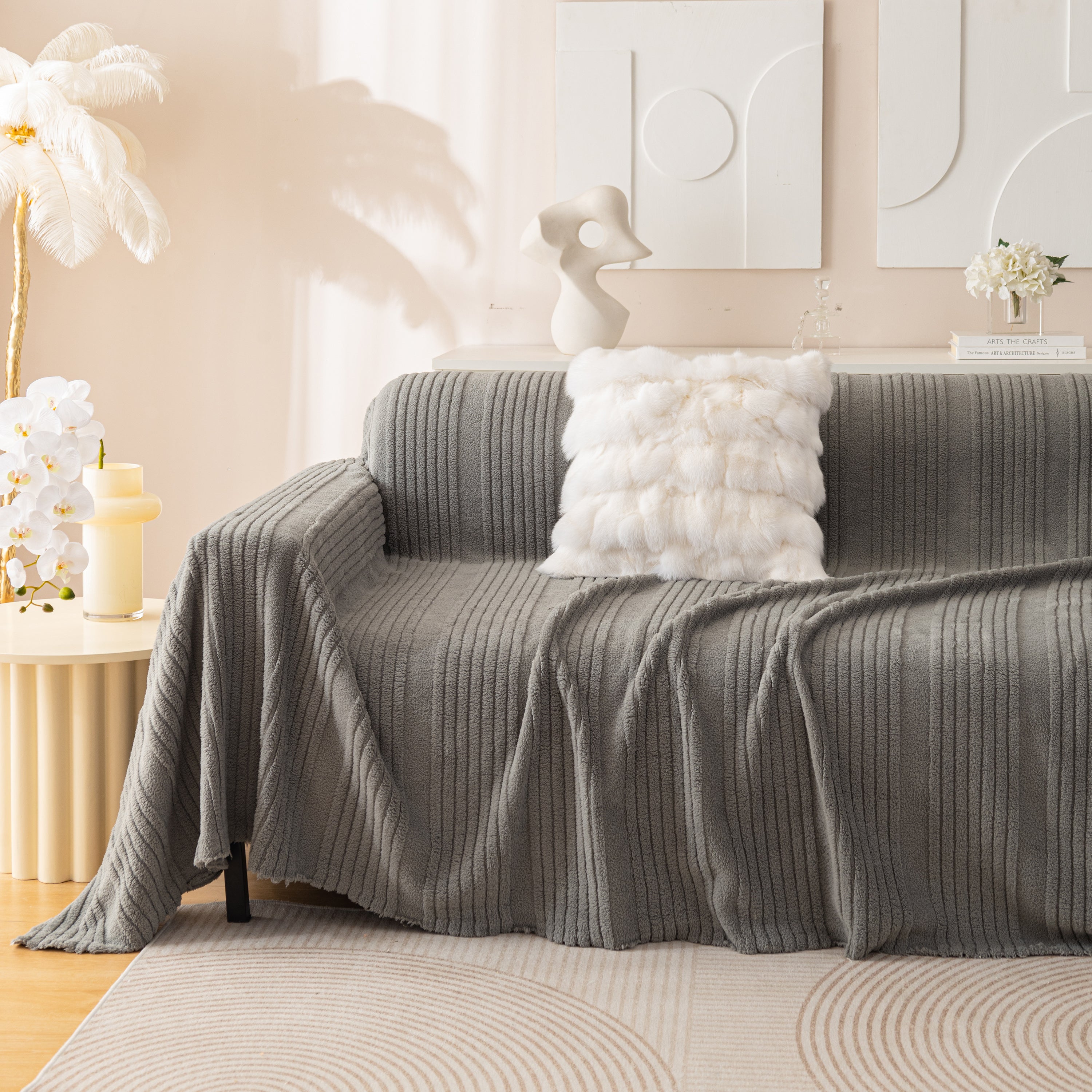 Luxury Oversized Soft Plush L Shape Couch Cover Sofa Throw Cover, Extra Large Blanket to Cover Couch