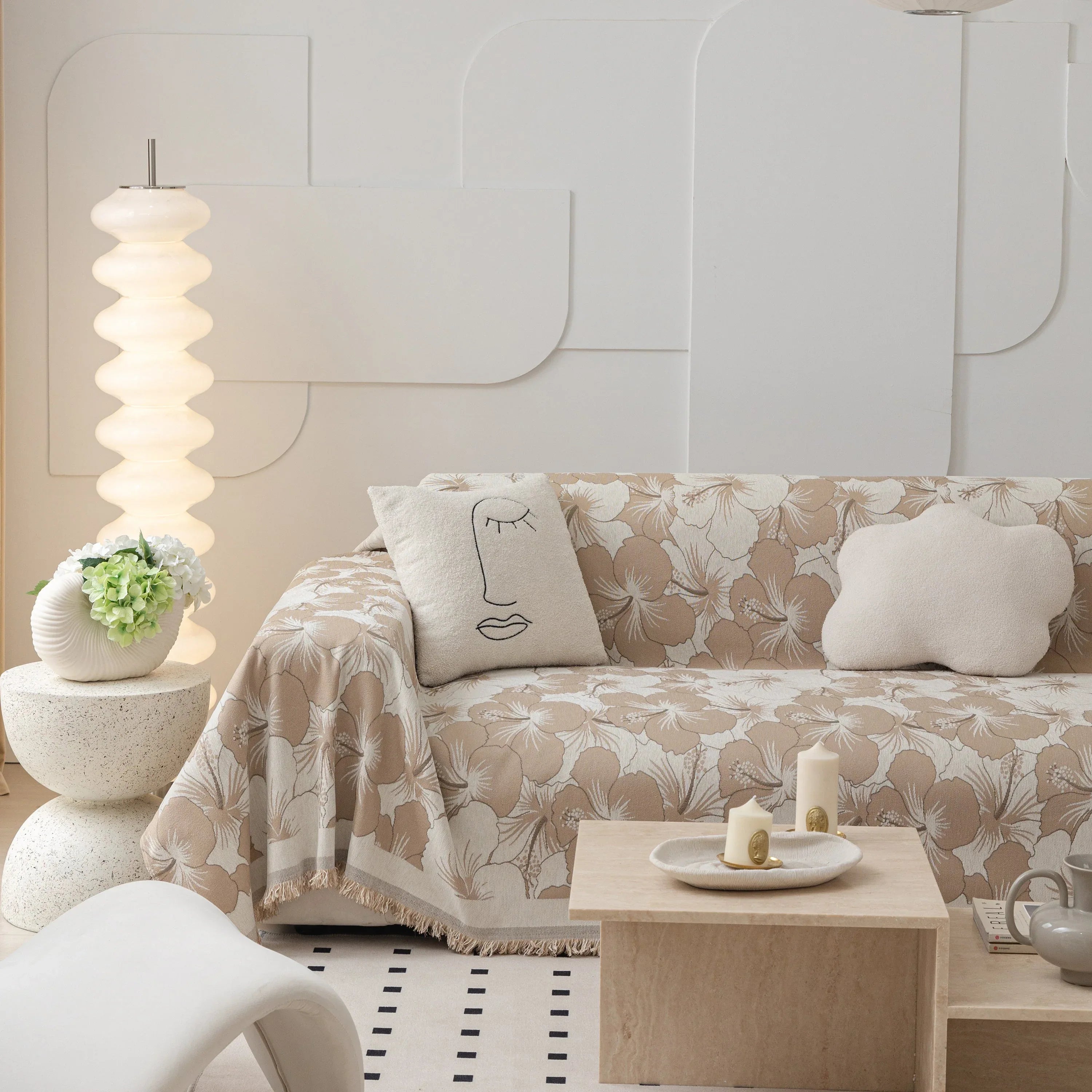 Chenille Blossoming Flowers Couch Covers, Couch Protector Blanket for Couches, Pet Furniture Throw - TaroTextile