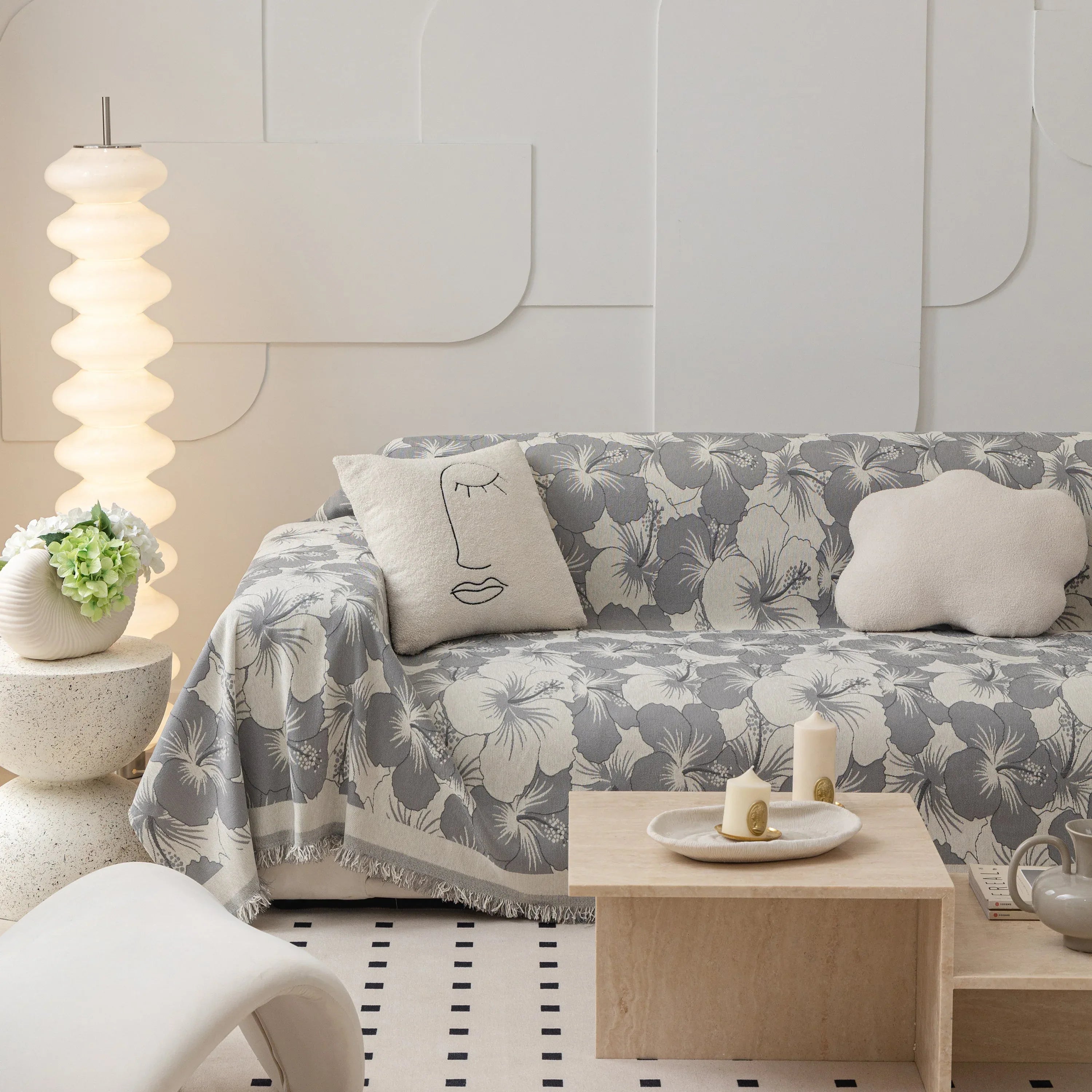 Chenille Blossoming Flowers Couch Covers, Couch Protector Blanket for Couches, Pet Furniture Throw - TaroTextile