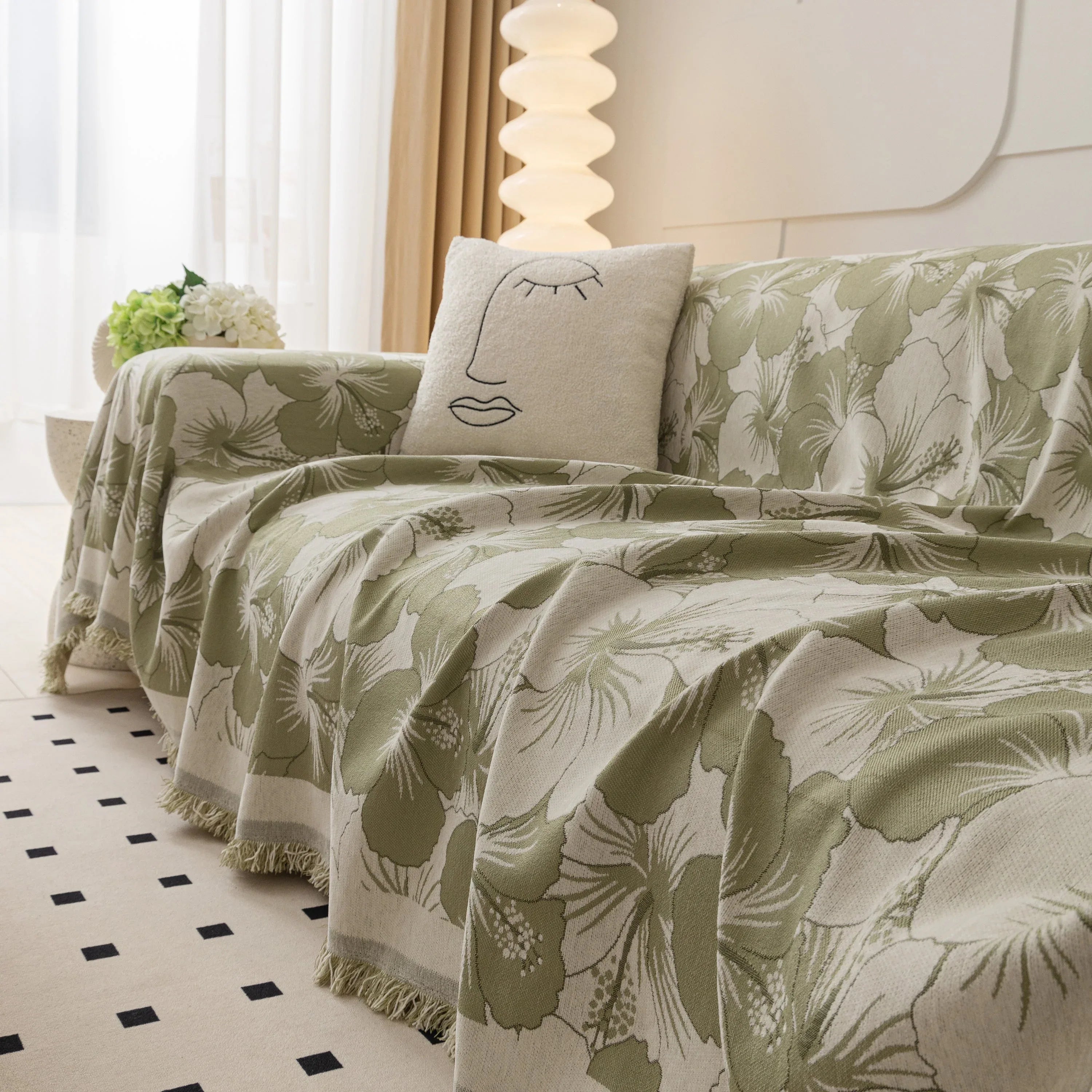 Chenille Blossoming Flowers Couch Covers, Couch Protector Blanket for Couches, Pet Furniture Throw - TaroTextile