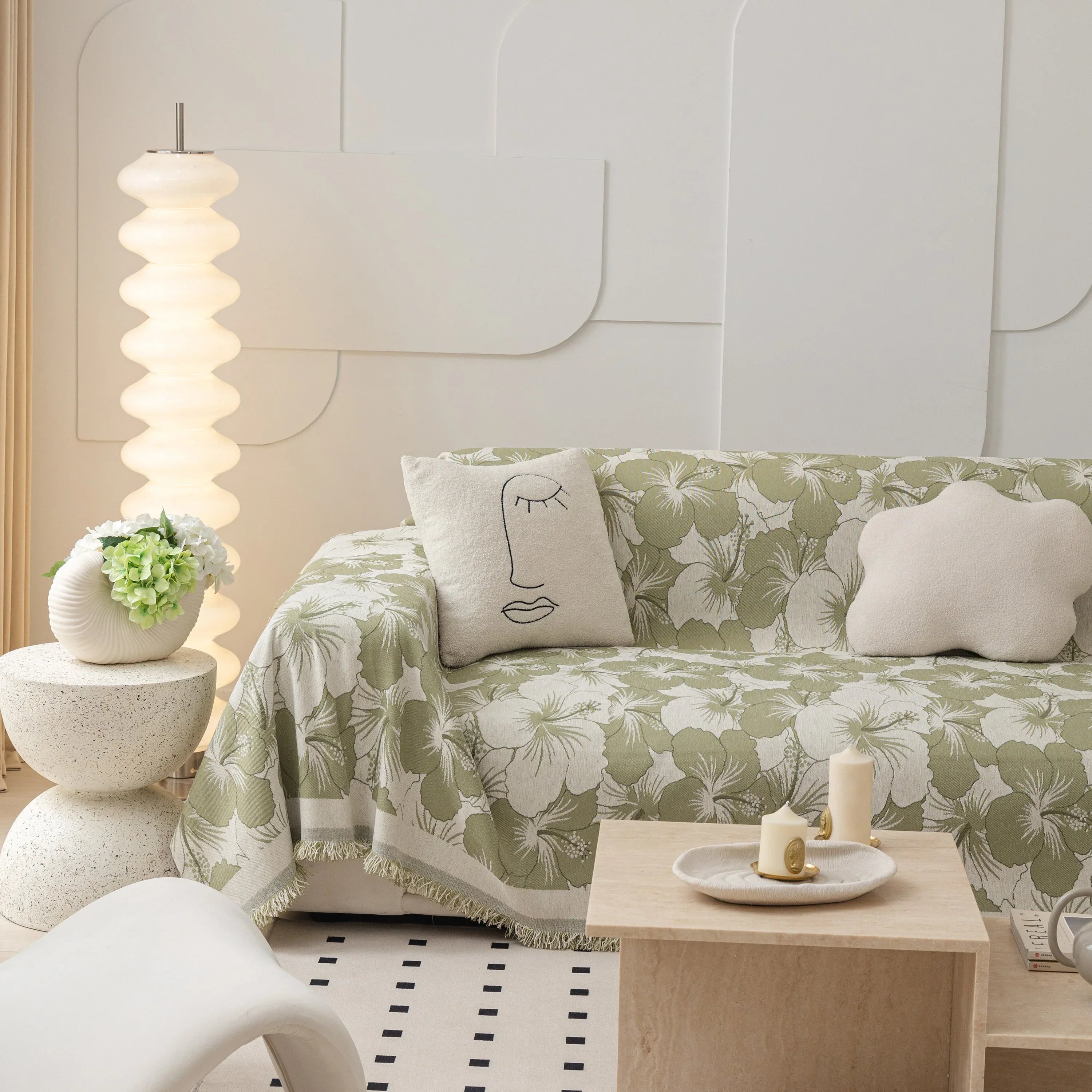 Chenille Blossoming Flowers Couch Covers, Couch Protector Blanket for Couches, Pet Furniture Throw - TaroTextile