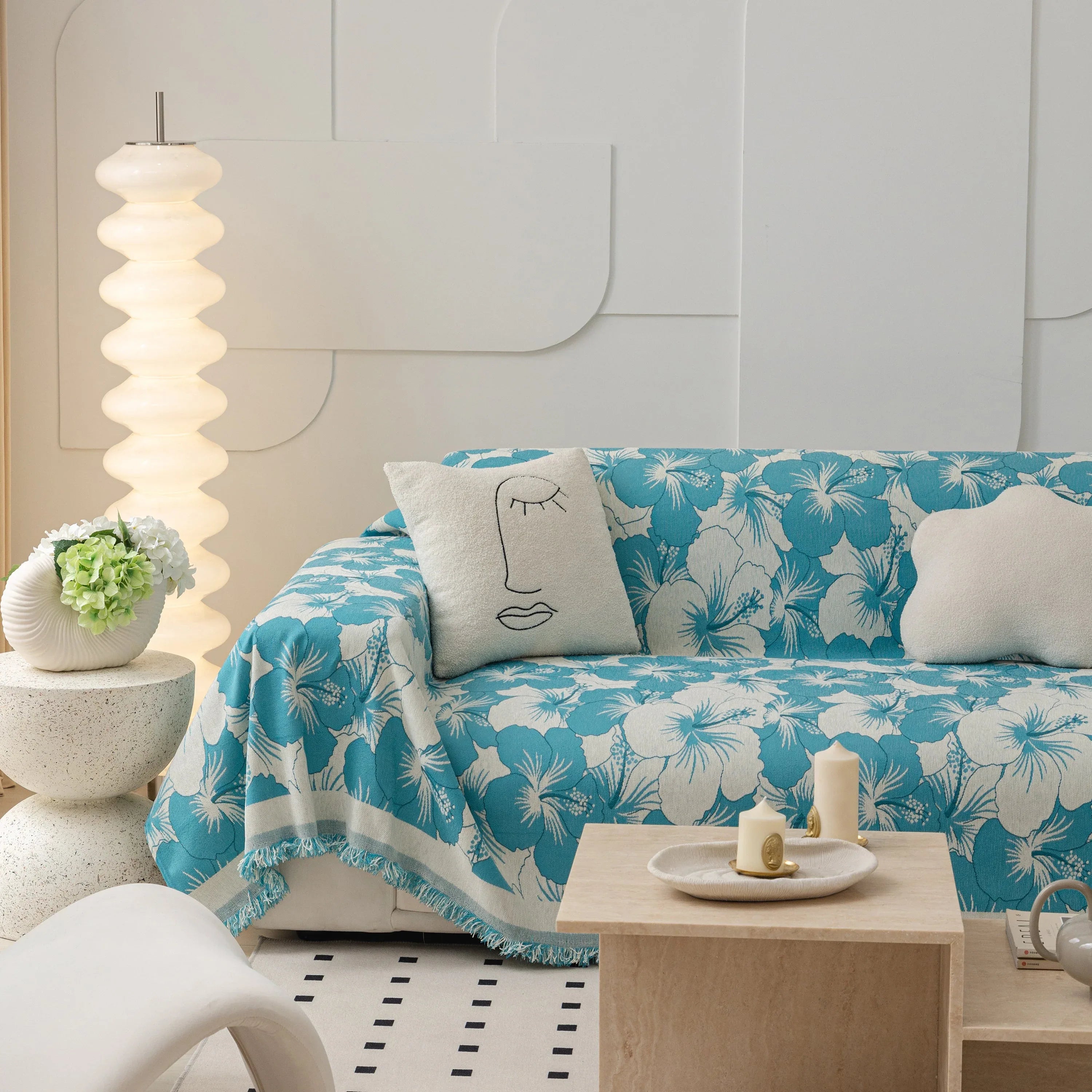 Chenille Blossoming Flowers Couch Covers, Couch Protector Blanket for Couches, Pet Furniture Throw - TaroTextile