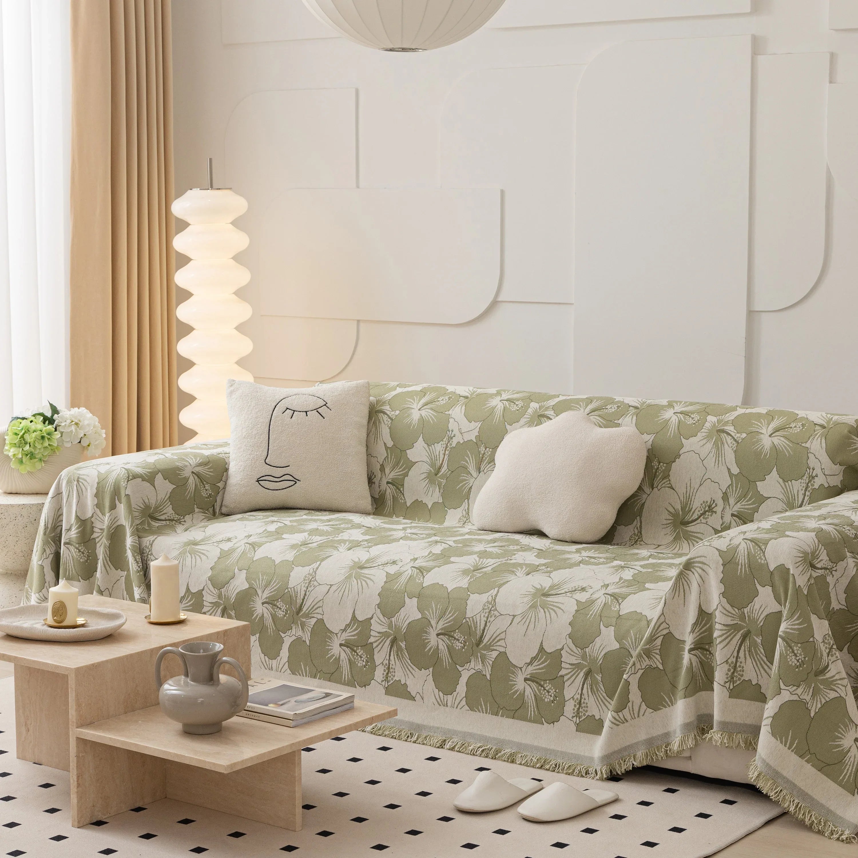 Chenille Blossoming Flowers Couch Covers, Couch Protector Blanket for Couches, Pet Furniture Throw - TaroTextile