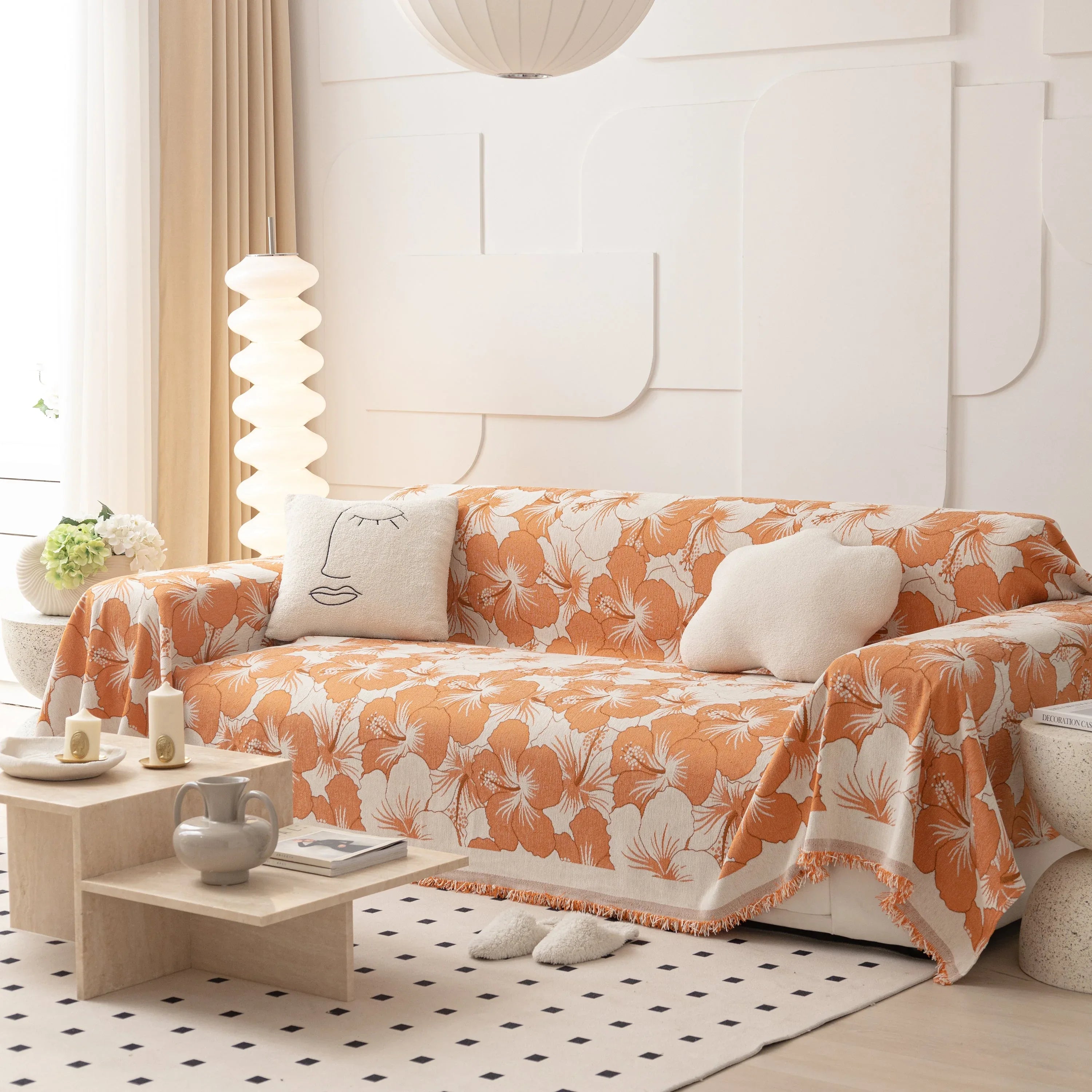 Chenille Blossoming Flowers Couch Covers, Couch Protector Blanket for Couches, Pet Furniture Throw - TaroTextile