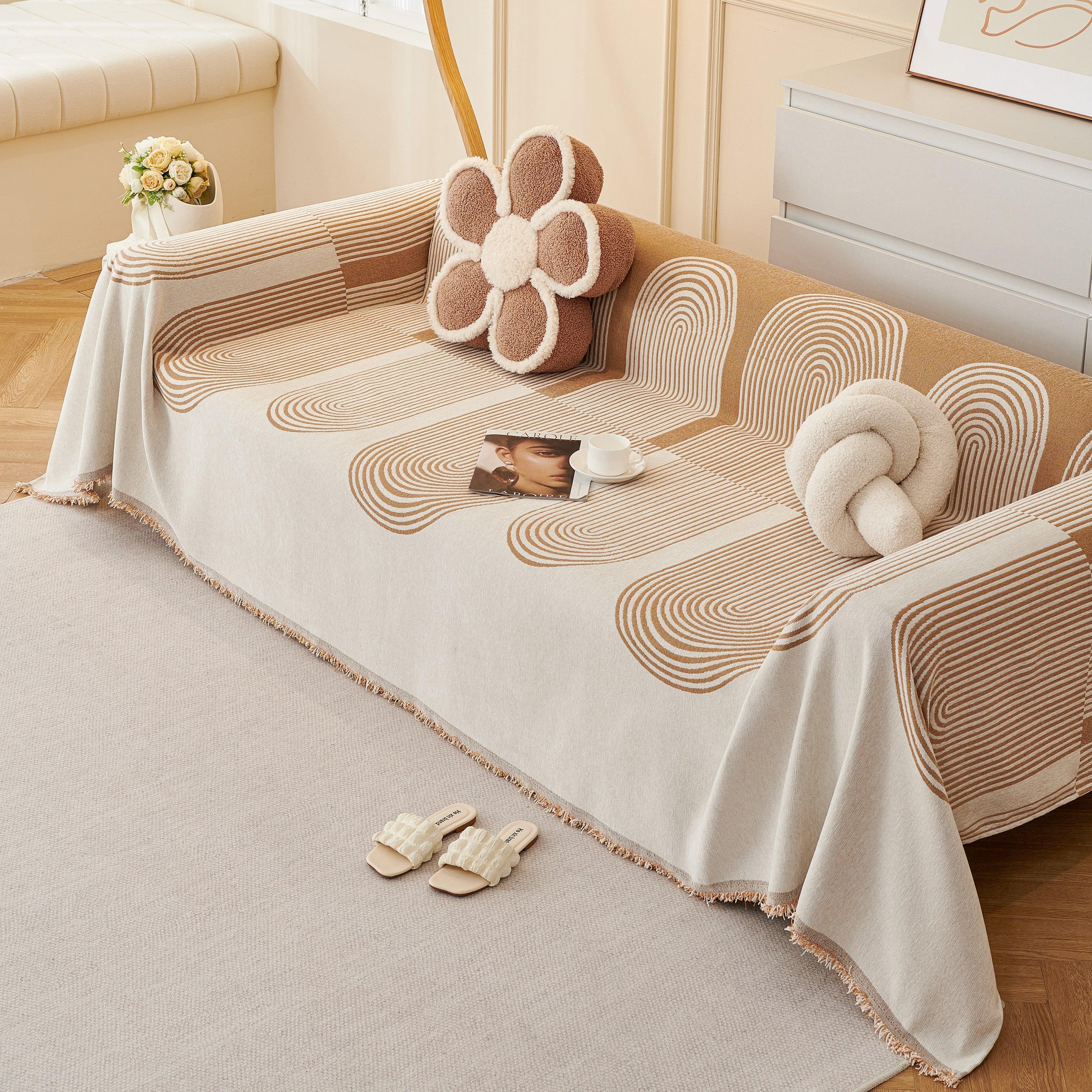 Chenille Boho Geometric Sofa Throw Cover Luxury Throws for Sofas Cat Proof Slipcovers Couch Covers - TaroTextile