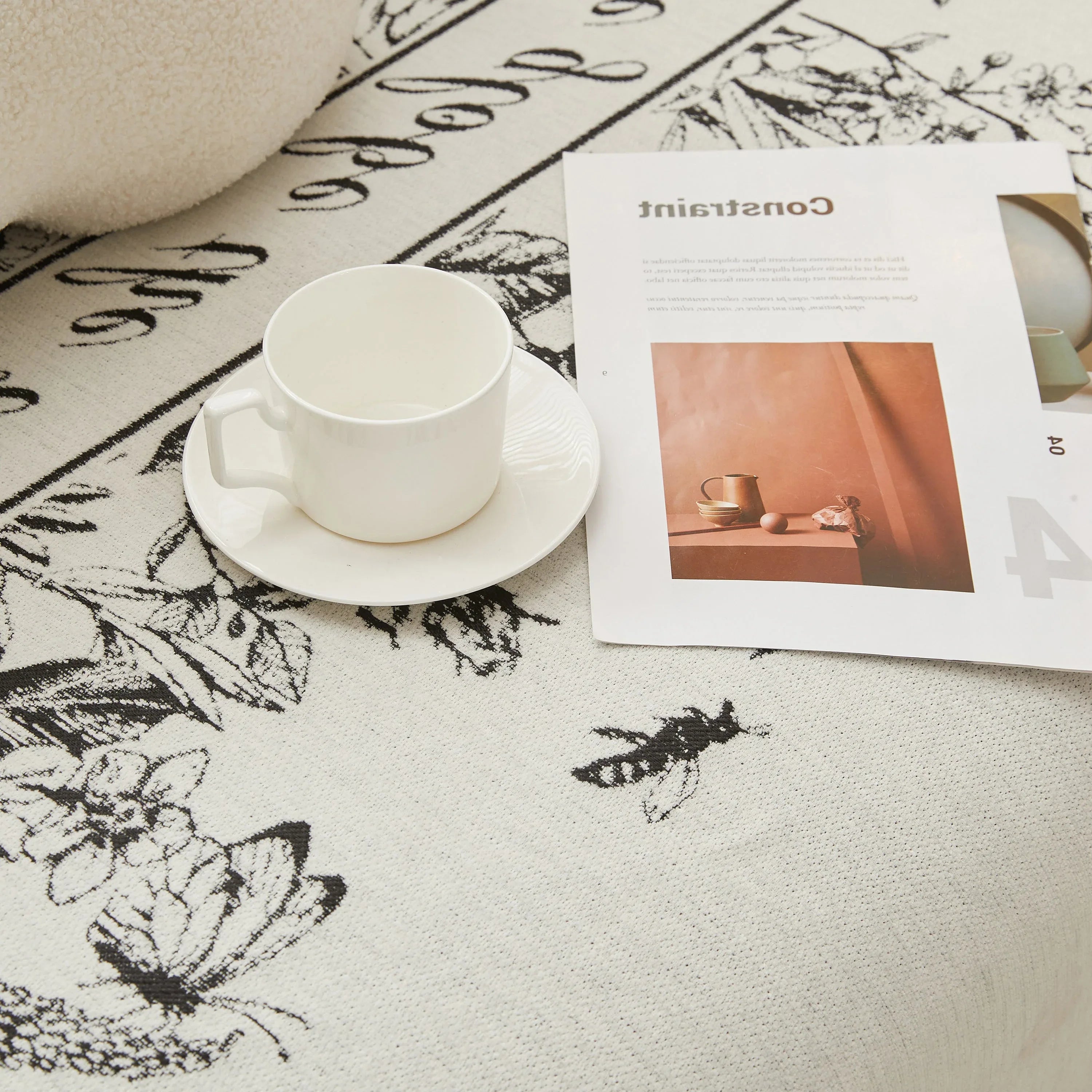 Chenille Butterfly Sofa Cover Blanket, L Shaped Couch Cover, Reversible Couch Protector - TaroTextile