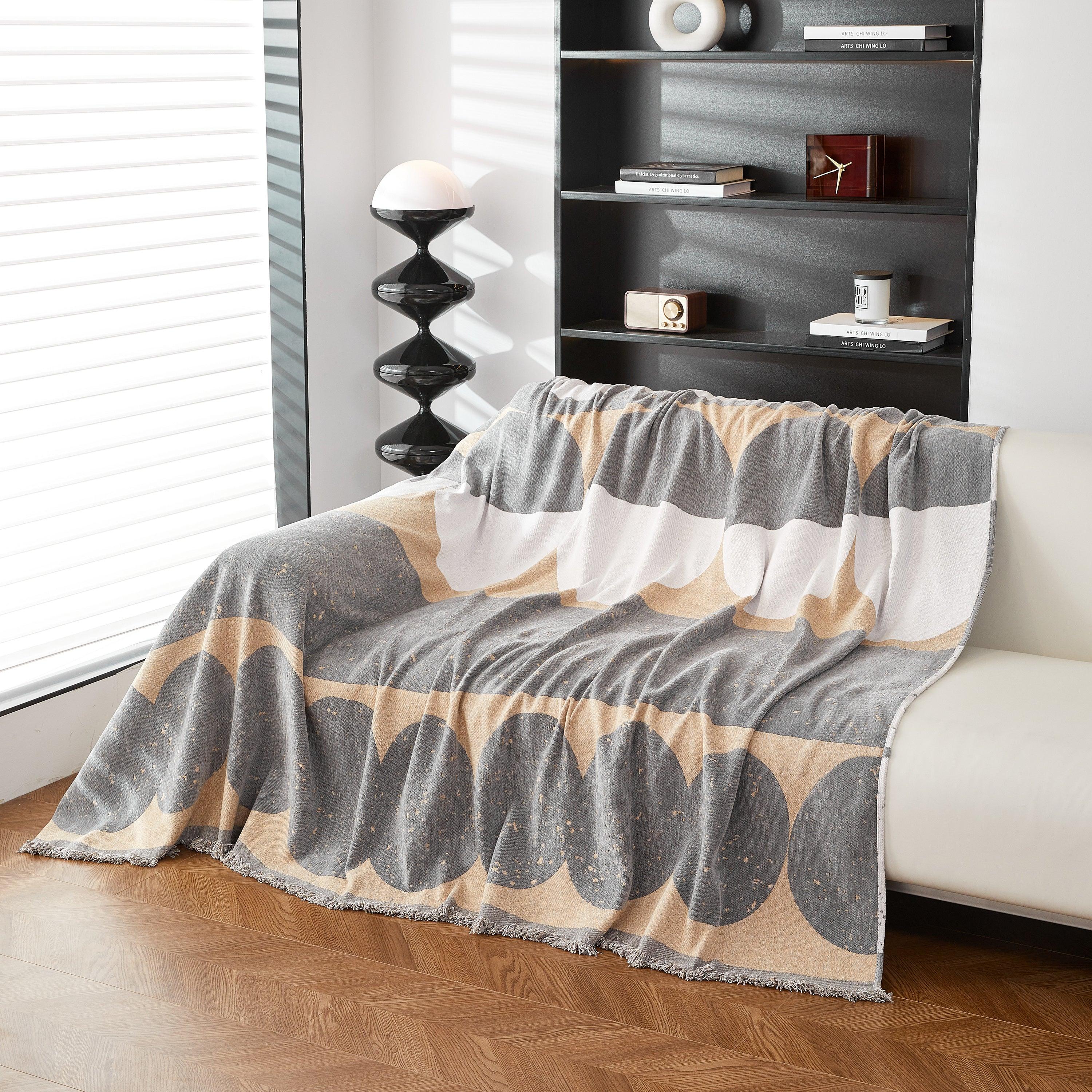 Chenille Circular Motif Sofa Protector Cover, Sofa Slipcovers L Shape, Sectional Sofa Couch Covers - TaroTextile