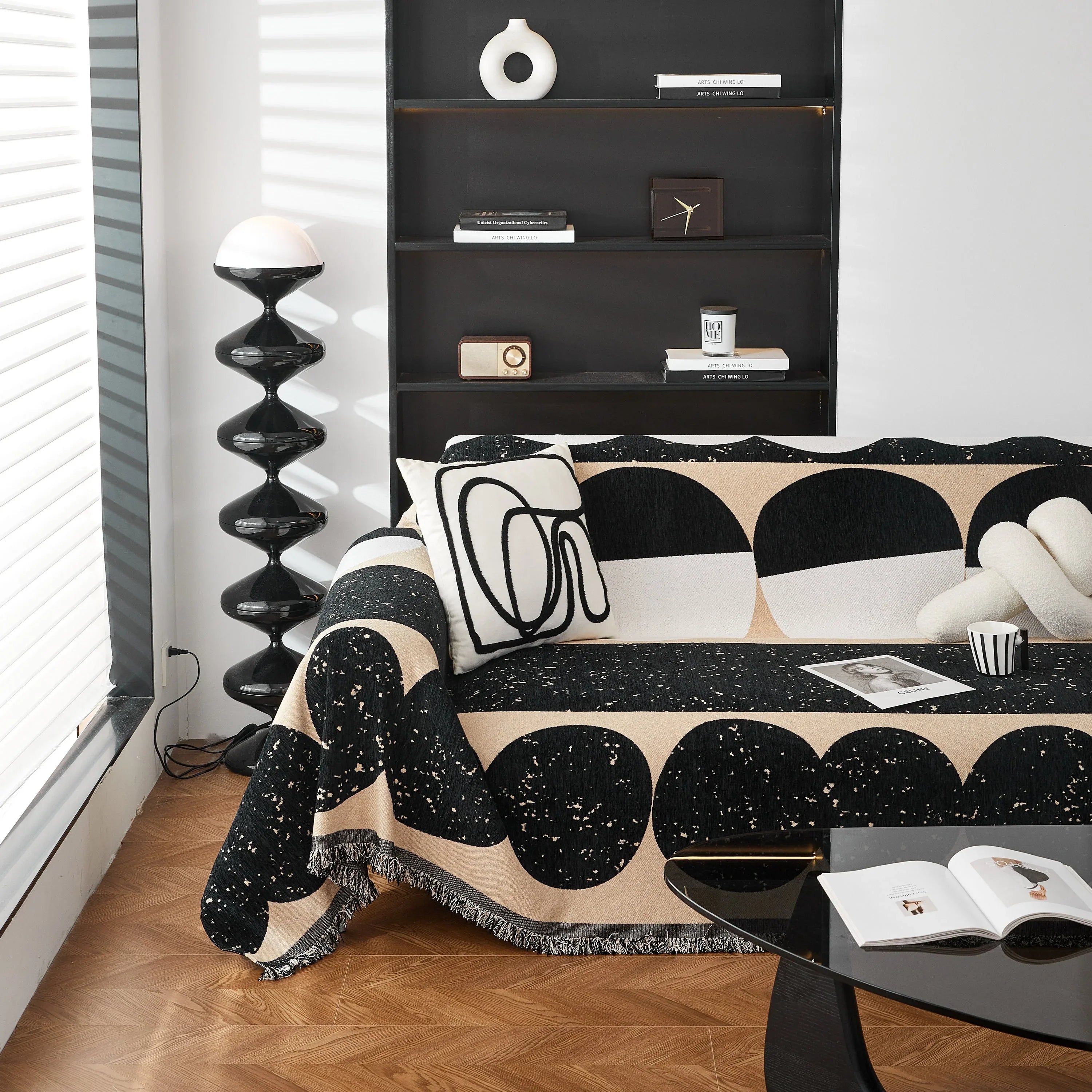 Chenille Circular Motif Sofa Protector Cover, Sofa Slipcovers L Shape, Sectional Sofa Couch Covers - TaroTextile