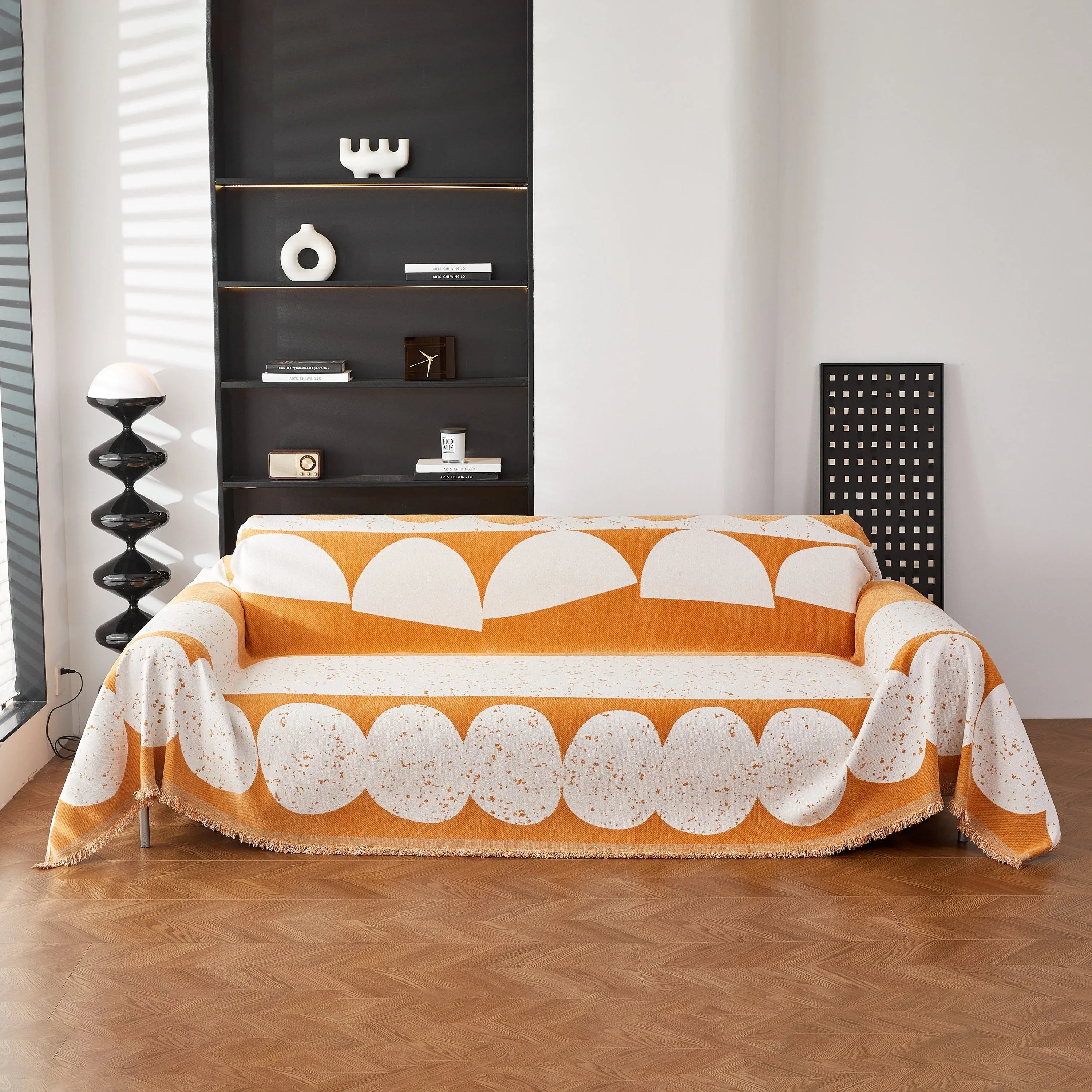 Chenille Circular Motif Sofa Protector Cover, Sofa Slipcovers L Shape, Sectional Sofa Couch Covers - TaroTextile