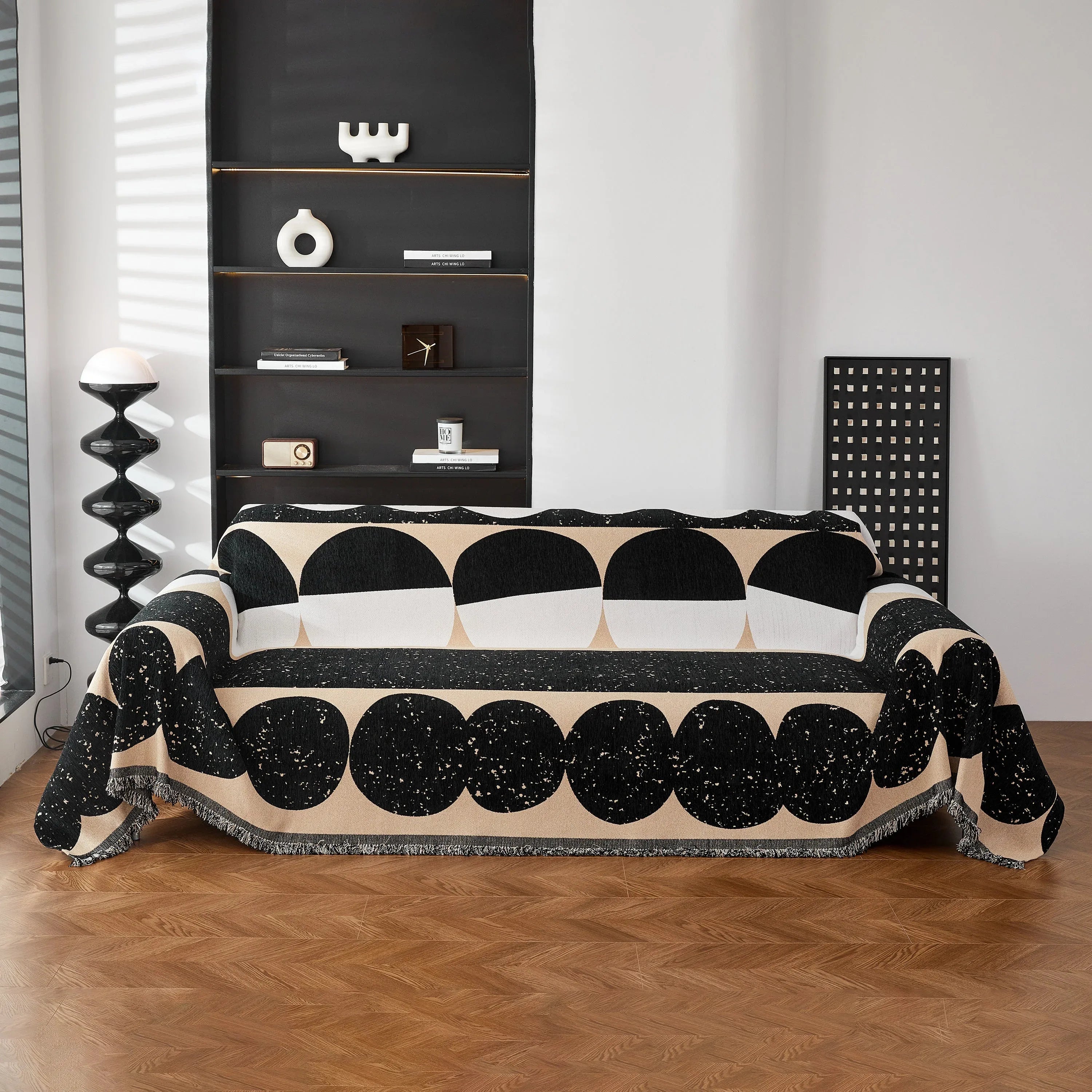 Chenille Circular Motif Sofa Protector Cover, Sofa Slipcovers L Shape, Sectional Sofa Couch Covers - TaroTextile