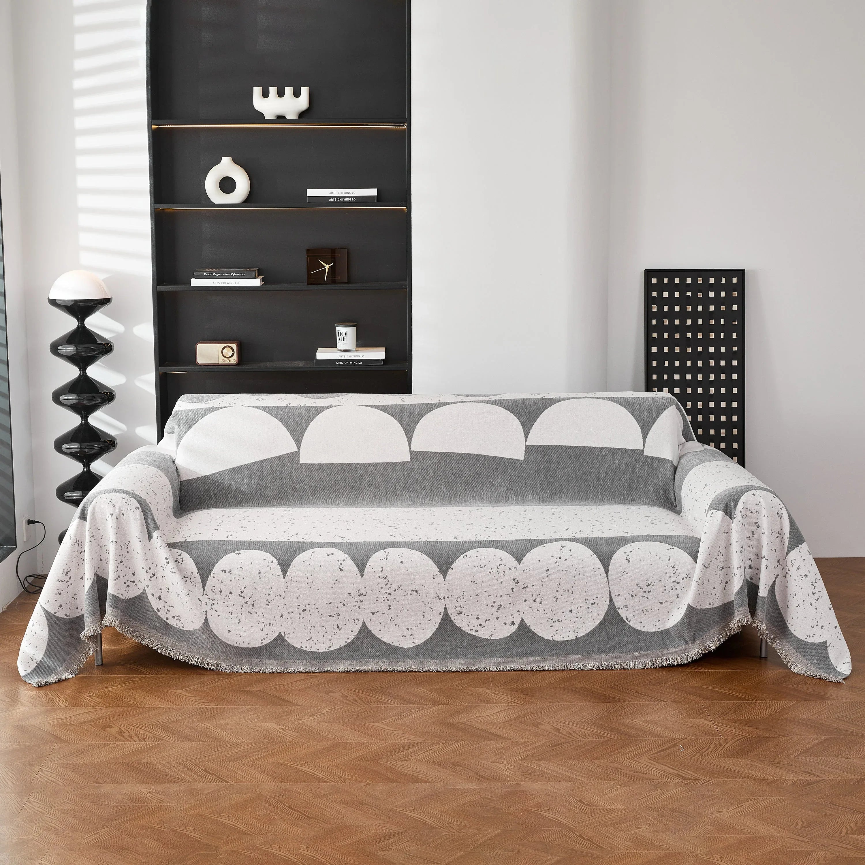 Chenille Circular Motif Sofa Protector Cover, Sofa Slipcovers L Shape, Sectional Sofa Couch Covers - TaroTextile