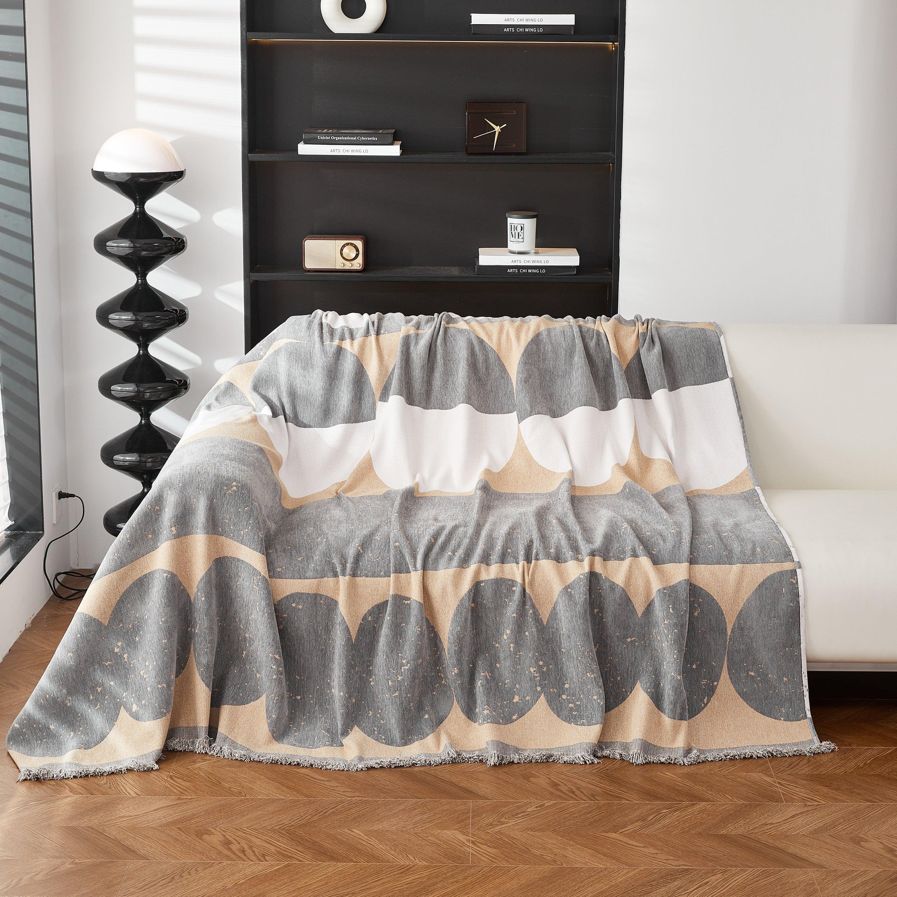 Chenille Circular Motif Sofa Protector Cover, Sofa Slipcovers L Shape, Sectional Sofa Couch Covers - TaroTextile
