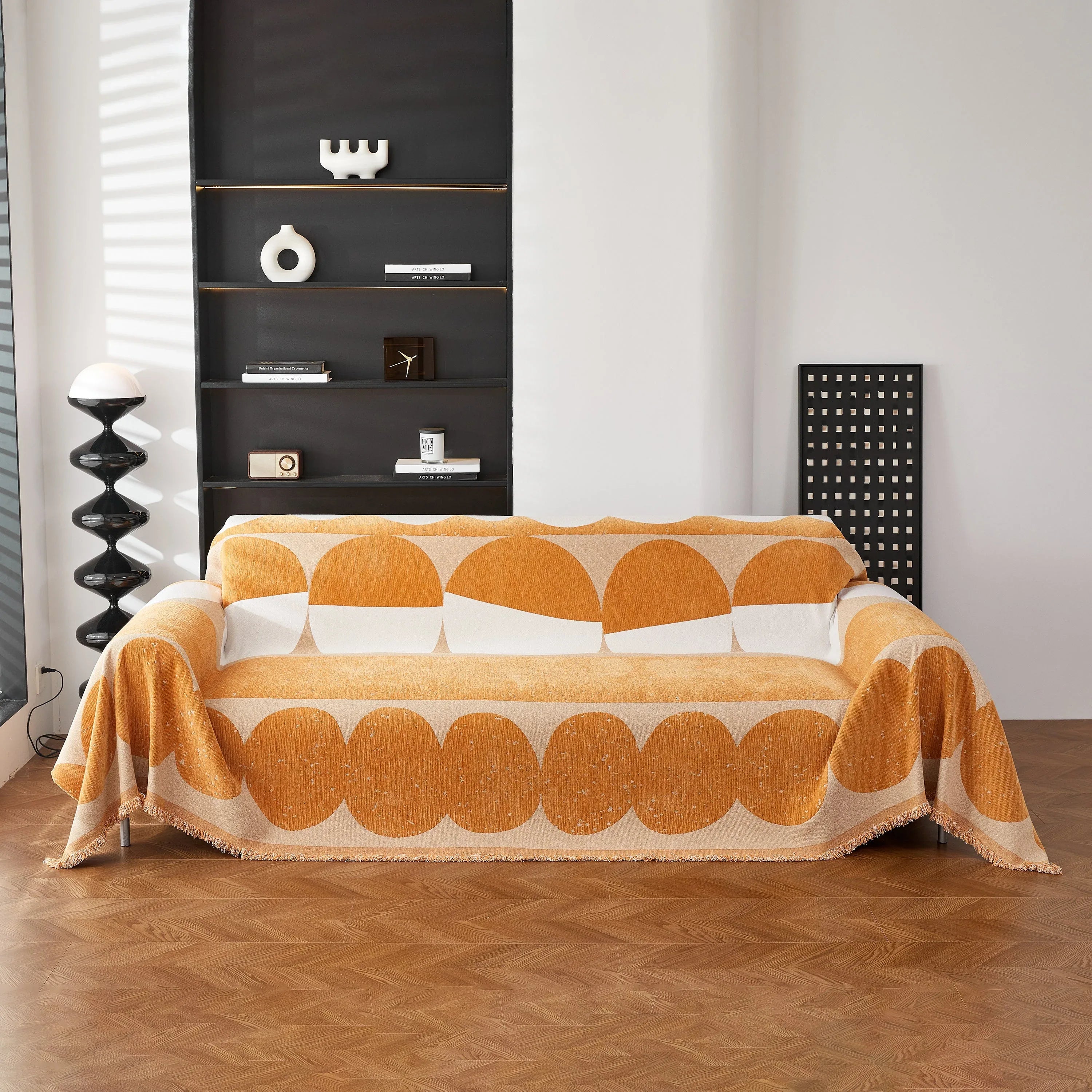Chenille Circular Motif Sofa Protector Cover, Sofa Slipcovers L Shape, Sectional Sofa Couch Covers - TaroTextile