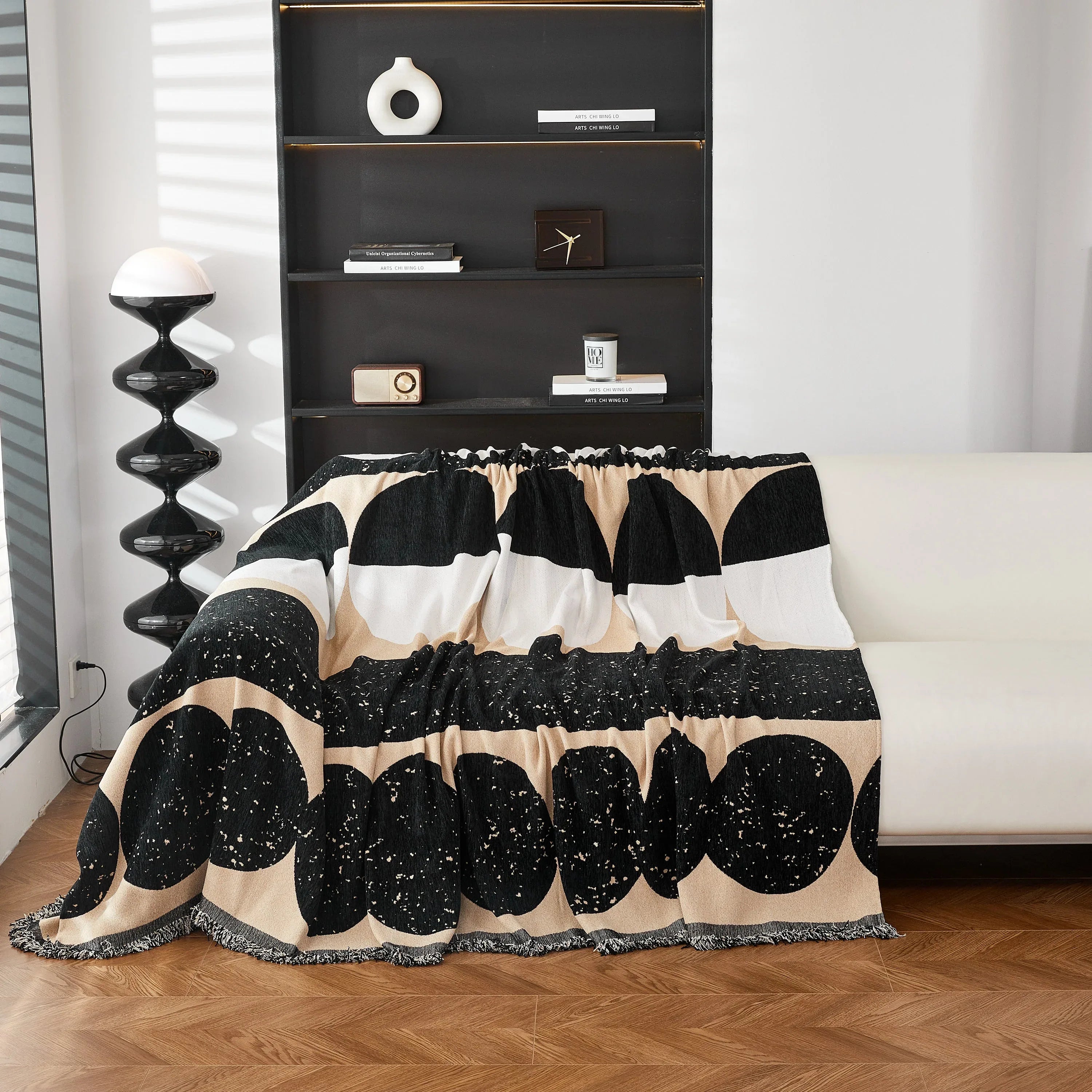 Chenille Circular Motif Sofa Protector Cover, Sofa Slipcovers L Shape, Sectional Sofa Couch Covers - TaroTextile