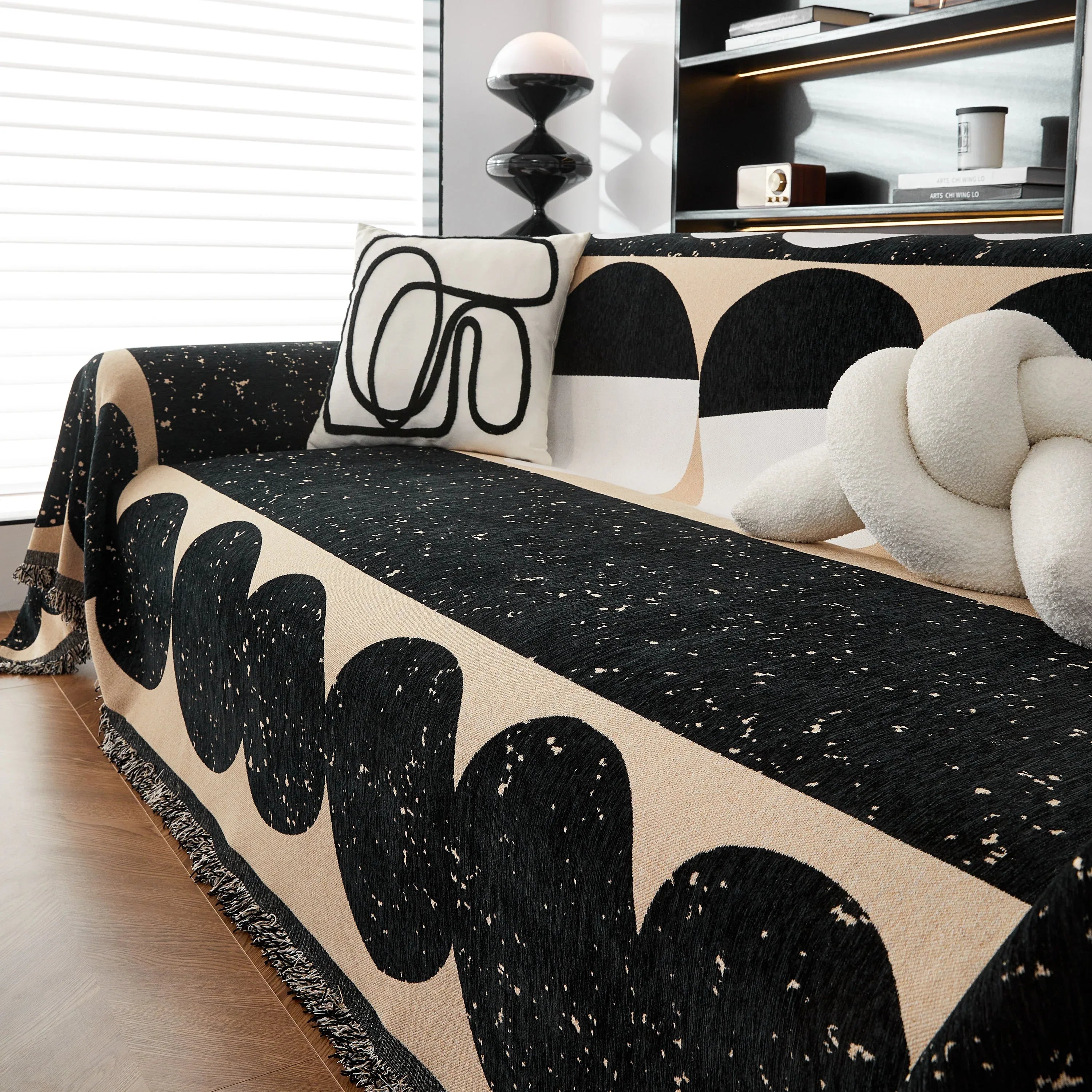 Chenille Circular Motif Sofa Protector Cover, Sofa Slipcovers L Shape, Sectional Sofa Couch Covers - TaroTextile