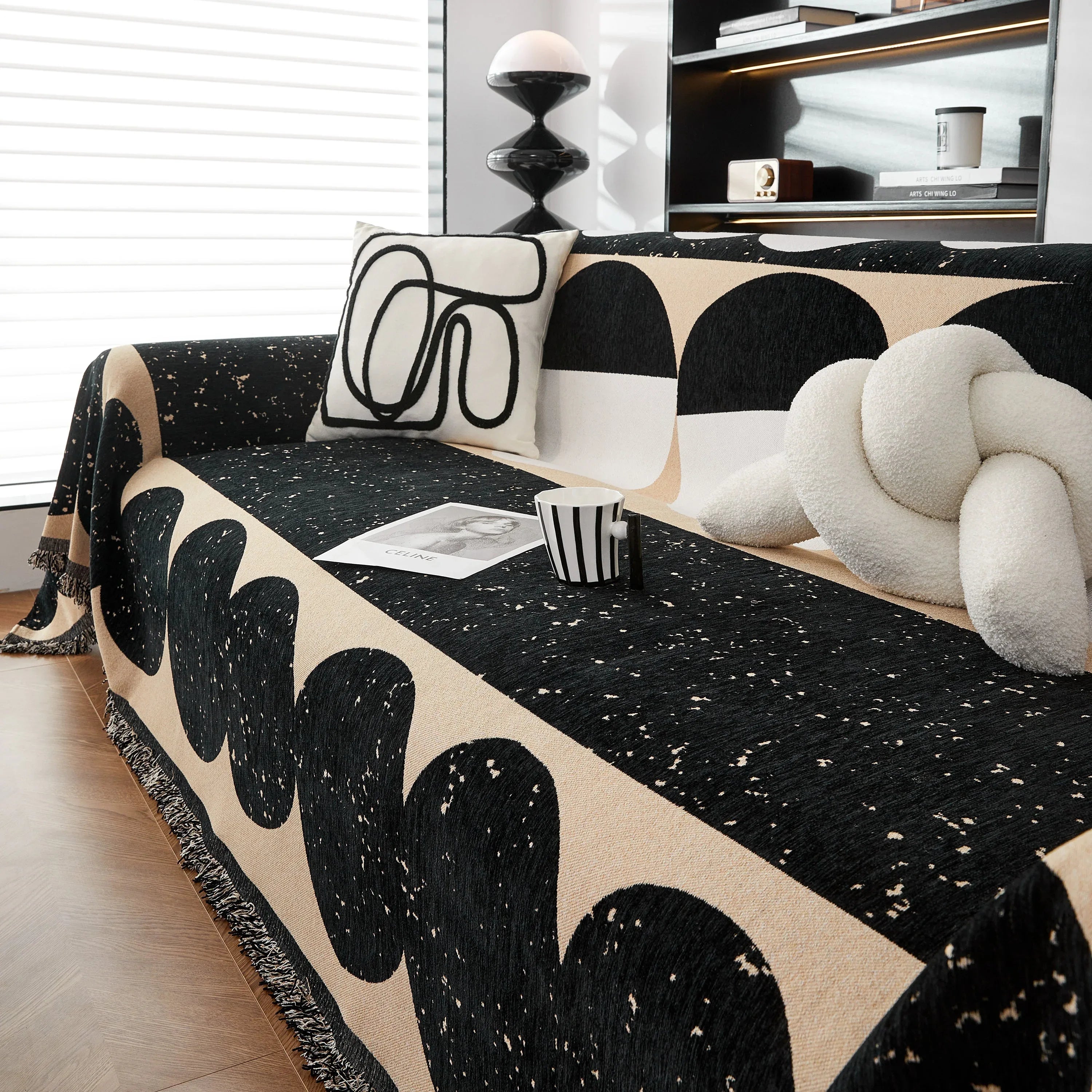 Chenille Circular Motif Sofa Protector Cover, Sofa Slipcovers L Shape, Sectional Sofa Couch Covers - TaroTextile