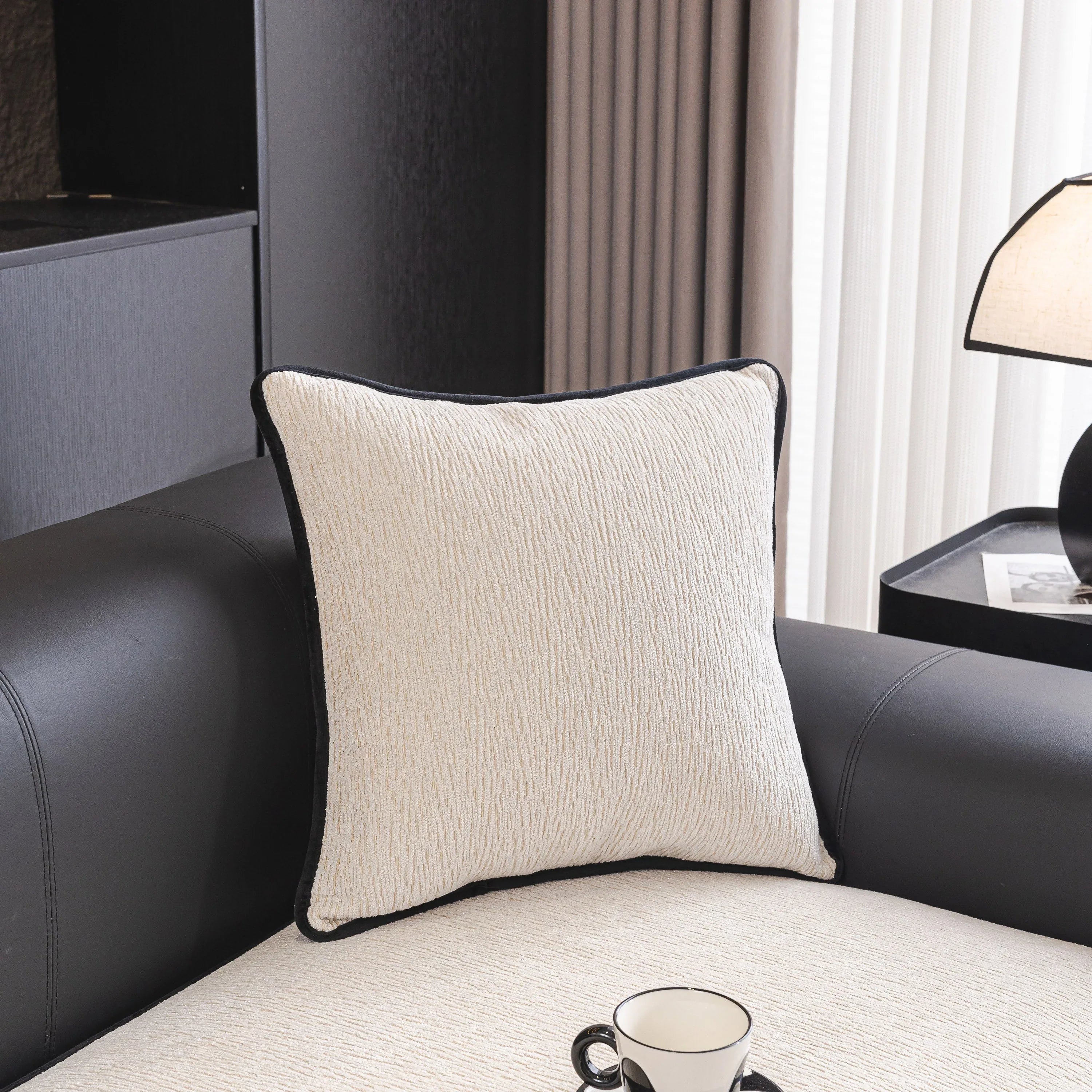 Chenille Couch Cover with Scalloped Edge, Non-Slip Modular Slipcover Sectional - TaroTextile