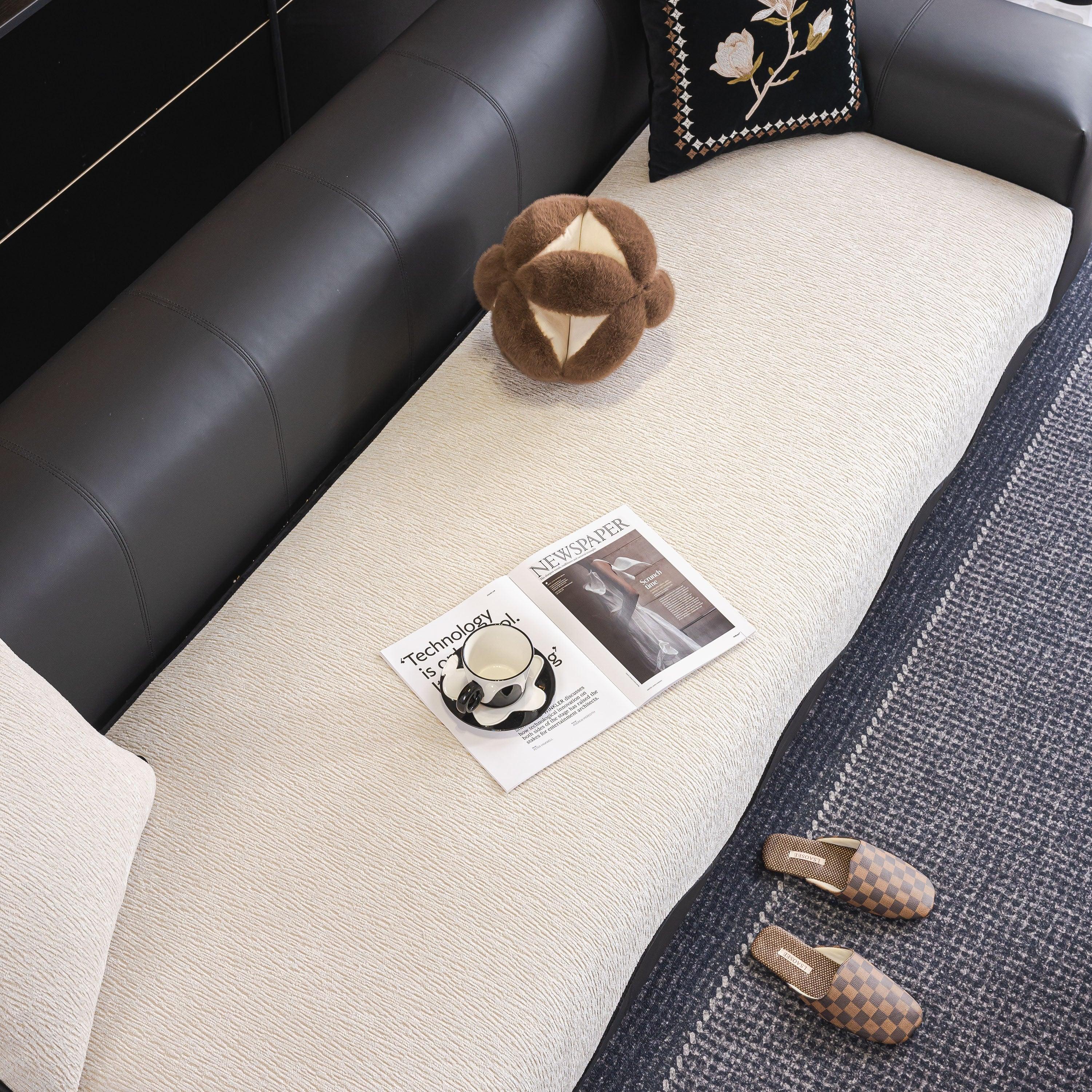 Chenille Couch Cover with Scalloped Edge, Non-Slip Modular Slipcover Sectional - TaroTextile