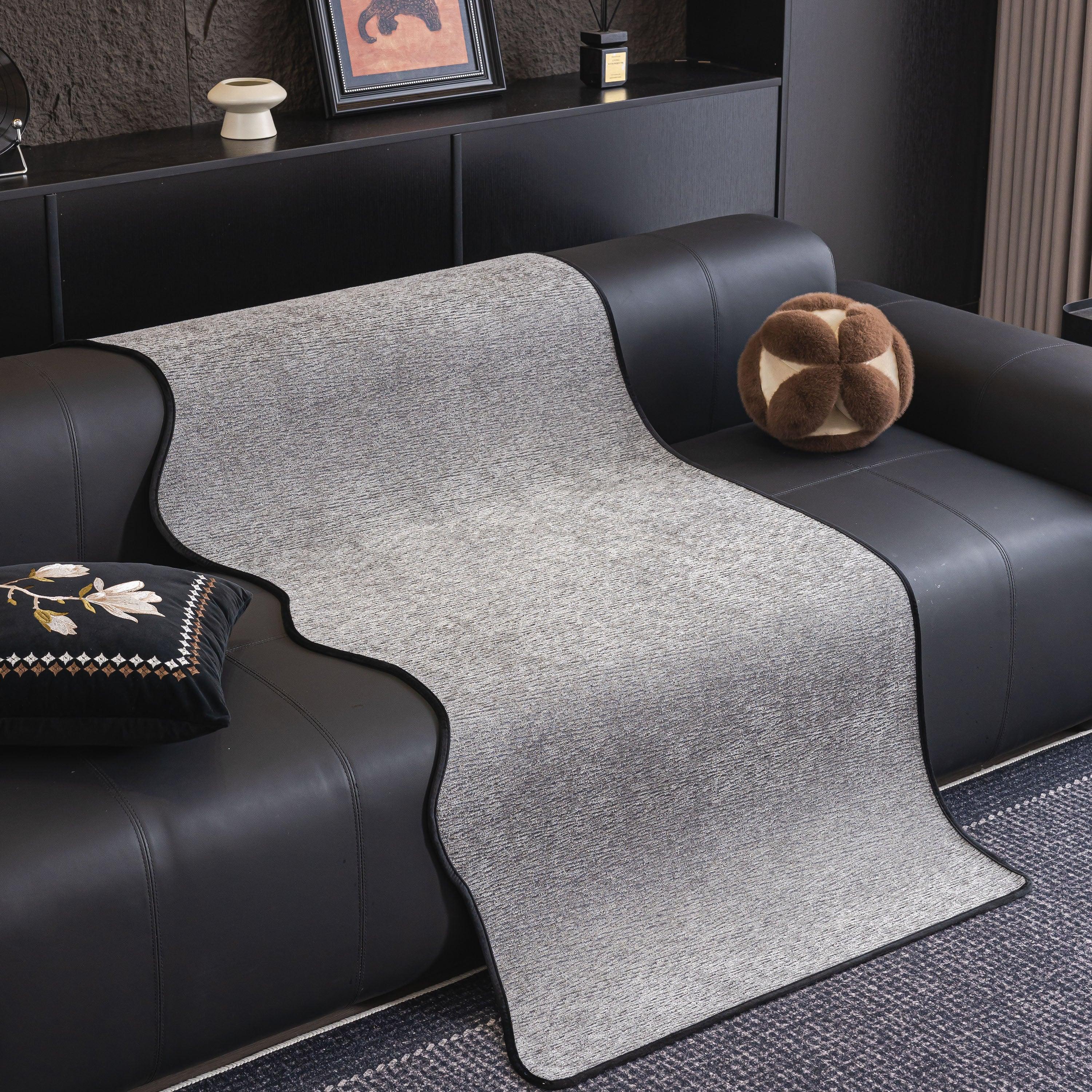 Chenille Couch Cover with Scalloped Edge, Non-Slip Modular Slipcover Sectional - TaroTextile