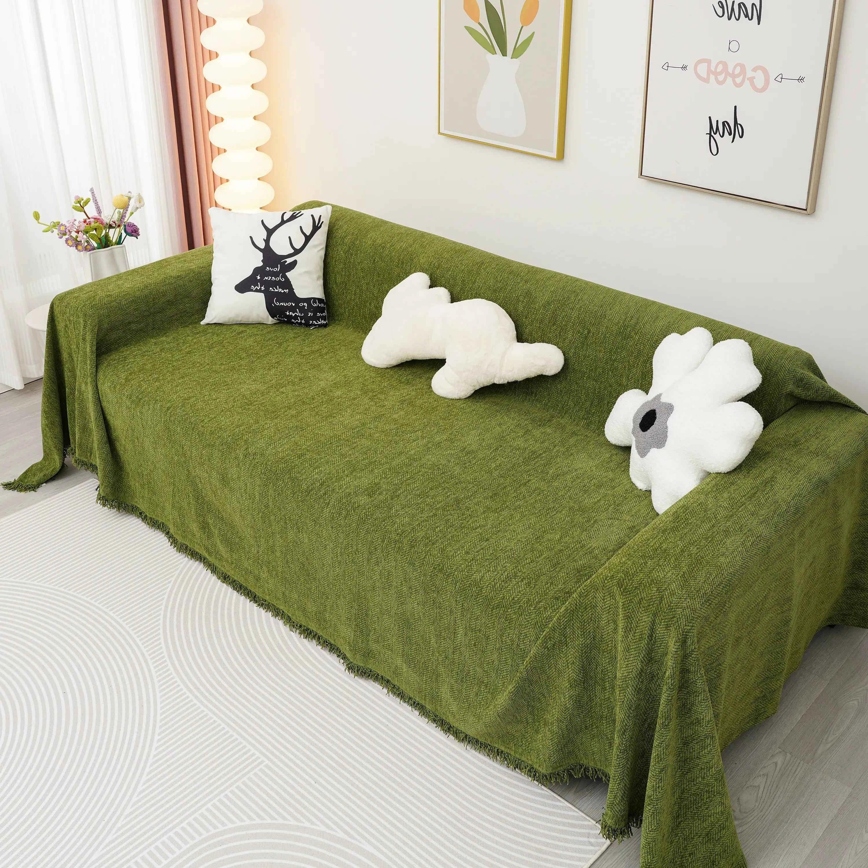 Chenille Herringbone Couch Cover Blanket, Sectional with Washable Covers, Furniture Covers for Sofas - TaroTextile