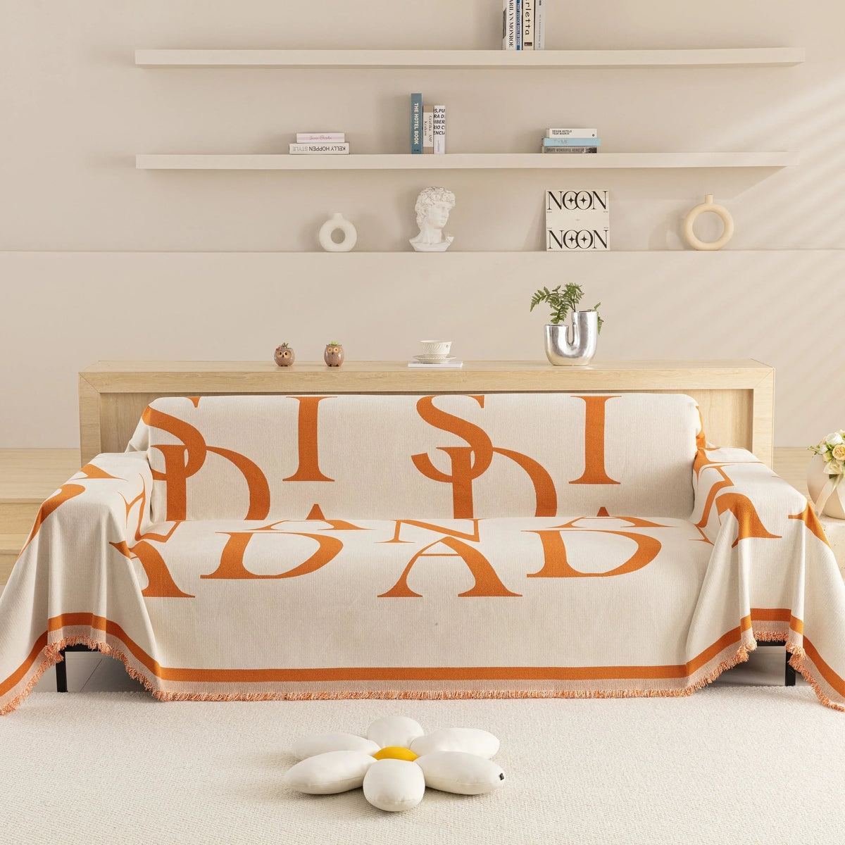 Chenille Jacquard Alphabet Sofa Blanket Cover, L Shape Sofa Cover, Reversible Couch Covers for Dogs - TaroTextile