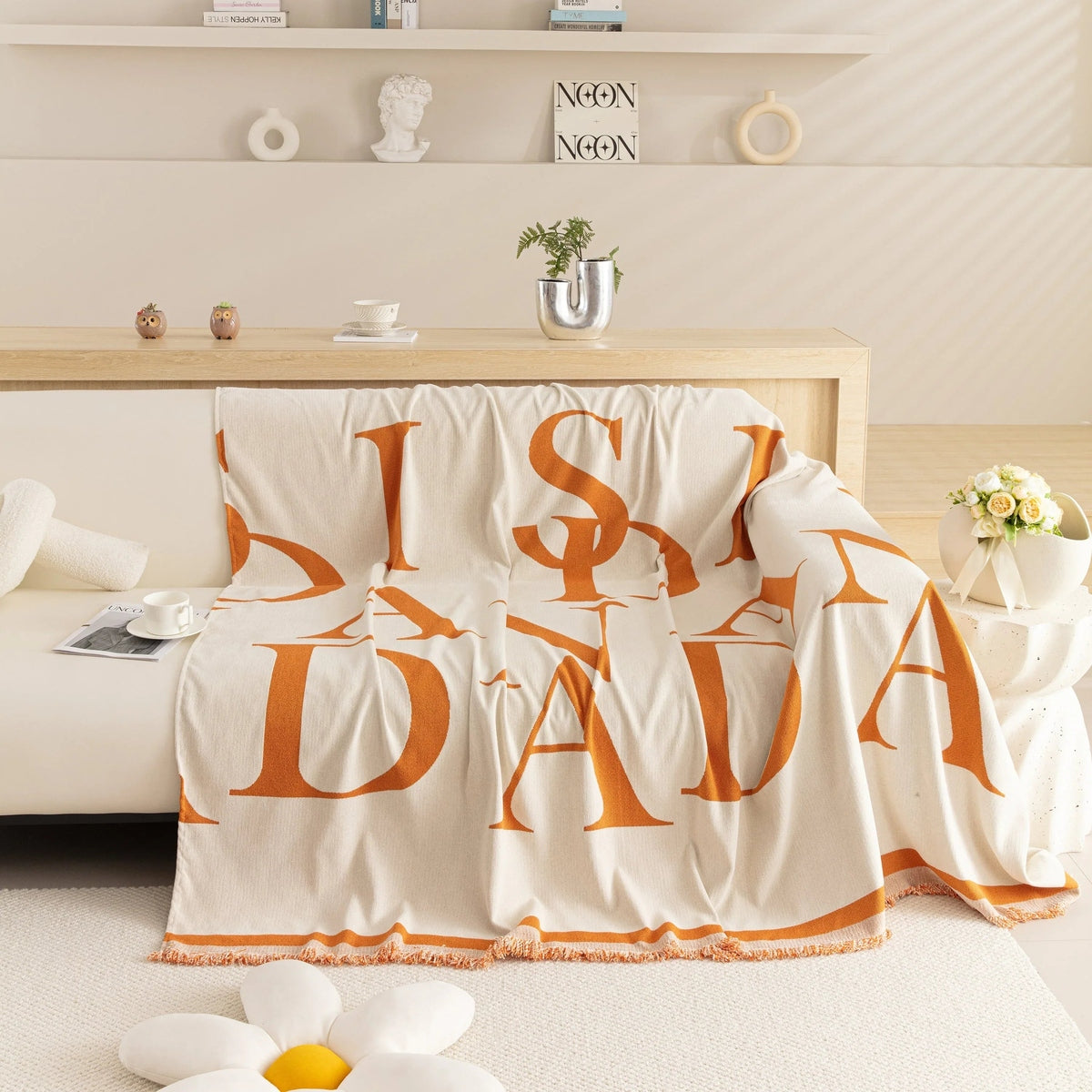 Chenille Jacquard Alphabet Sofa Blanket Cover, L Shape Sofa Cover, Reversible Couch Covers for Dogs - TaroTextile