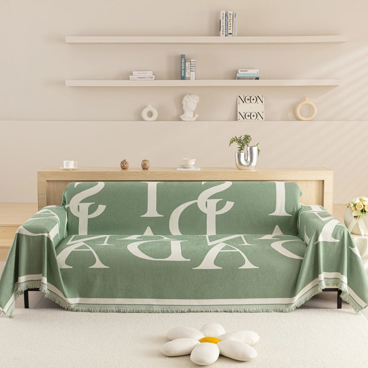 Chenille Jacquard Alphabet Sofa Blanket Cover, L Shape Sofa Cover, Reversible Couch Covers for Dogs - TaroTextile