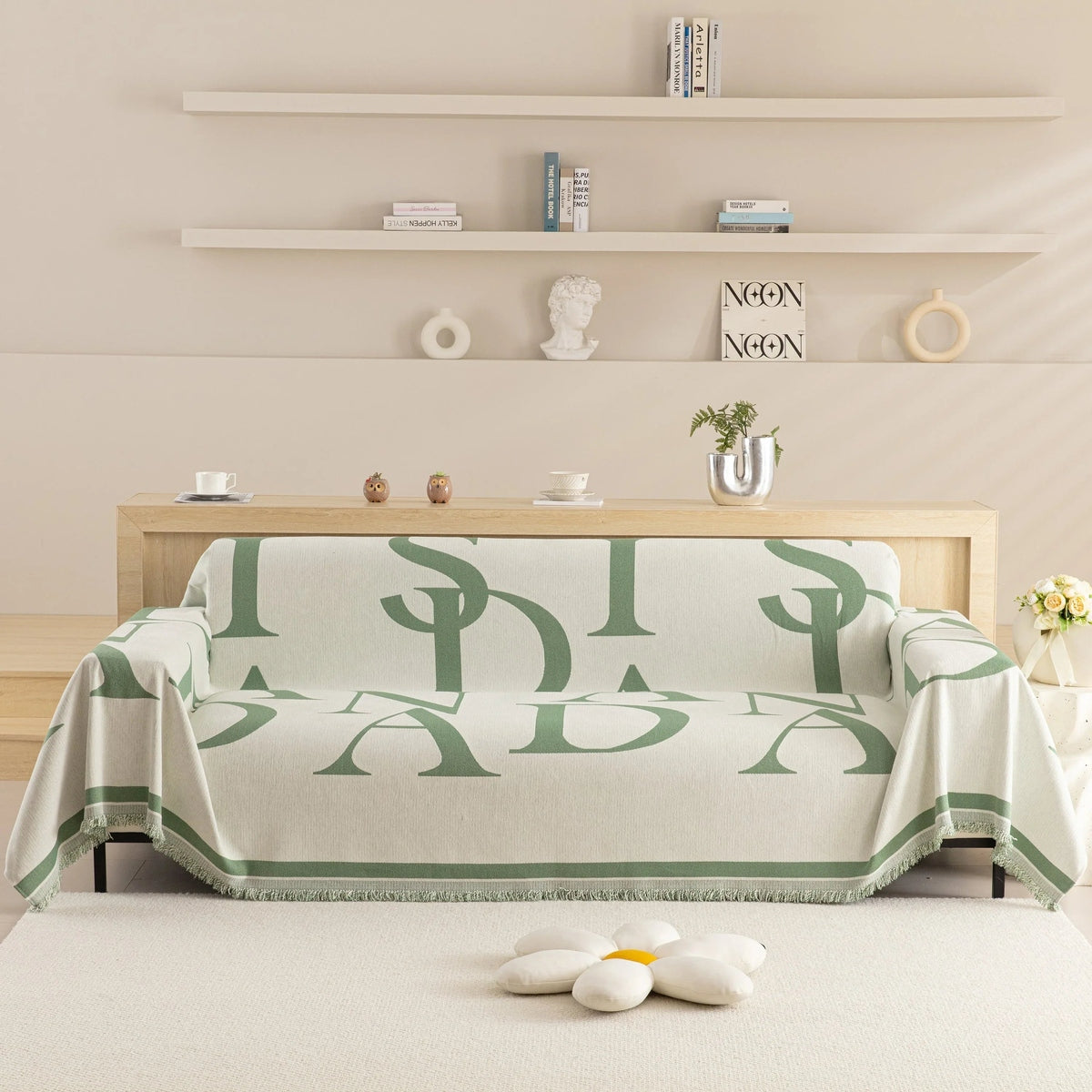 Chenille Jacquard Alphabet Sofa Blanket Cover, L Shape Sofa Cover, Reversible Couch Covers for Dogs - TaroTextile