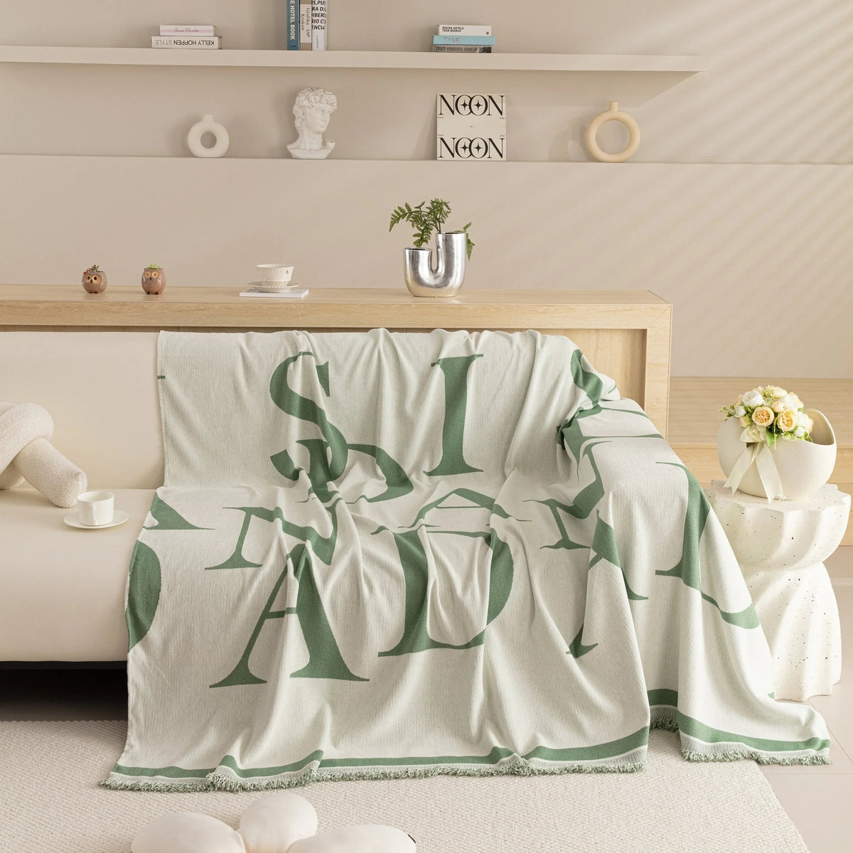 Chenille Jacquard Alphabet Sofa Blanket Cover, L Shape Sofa Cover, Reversible Couch Covers for Dogs - TaroTextile