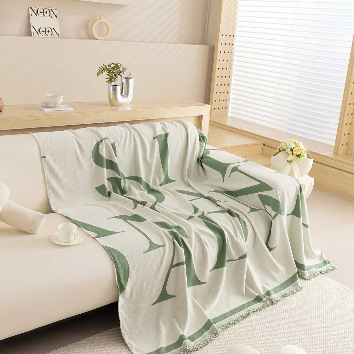 Chenille Jacquard Alphabet Sofa Blanket Cover, L Shape Sofa Cover, Reversible Couch Covers for Dogs - TaroTextile