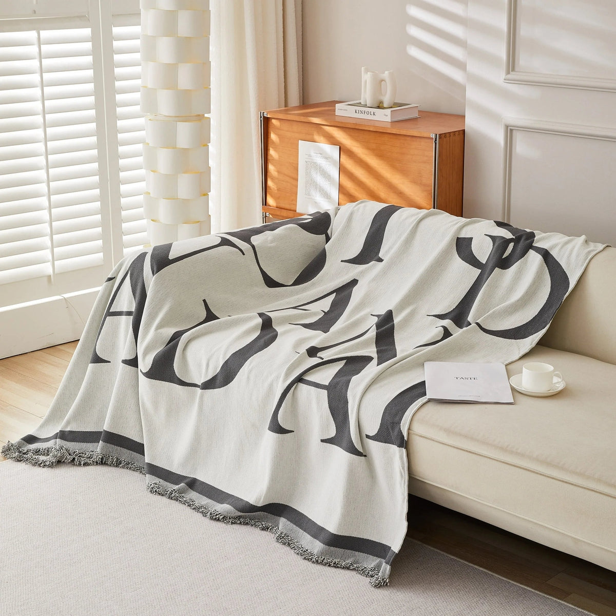 Chenille Jacquard Alphabet Sofa Blanket Cover, L Shape Sofa Cover, Reversible Couch Covers for Dogs - TaroTextile