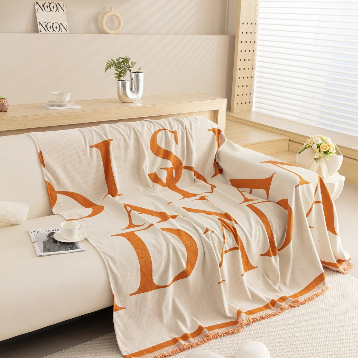 Chenille Jacquard Alphabet Sofa Blanket Cover, L Shape Sofa Cover, Reversible Couch Covers for Dogs - TaroTextile