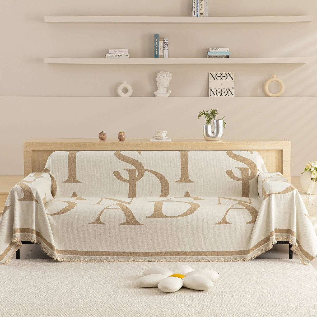 Chenille Jacquard Alphabet Sofa Blanket Cover, L Shape Sofa Cover, Reversible Couch Covers for Dogs - TaroTextile