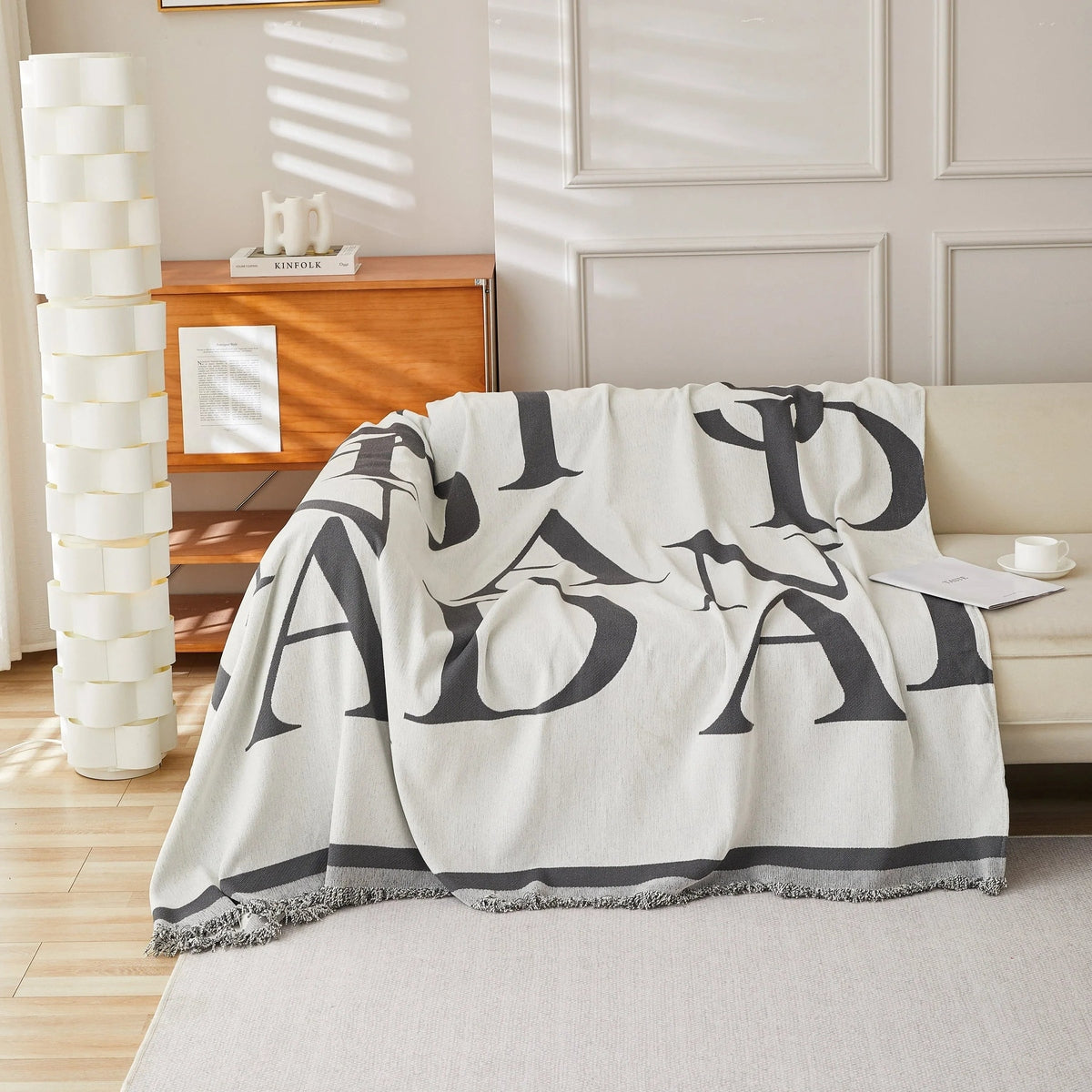 Chenille Jacquard Alphabet Sofa Blanket Cover, L Shape Sofa Cover, Reversible Couch Covers for Dogs - TaroTextile