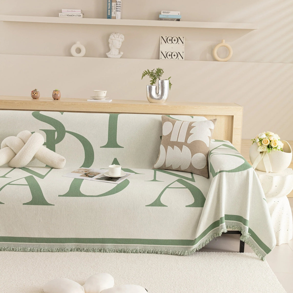 Chenille Jacquard Alphabet Sofa Blanket Cover, L Shape Sofa Cover, Reversible Couch Covers for Dogs - TaroTextile