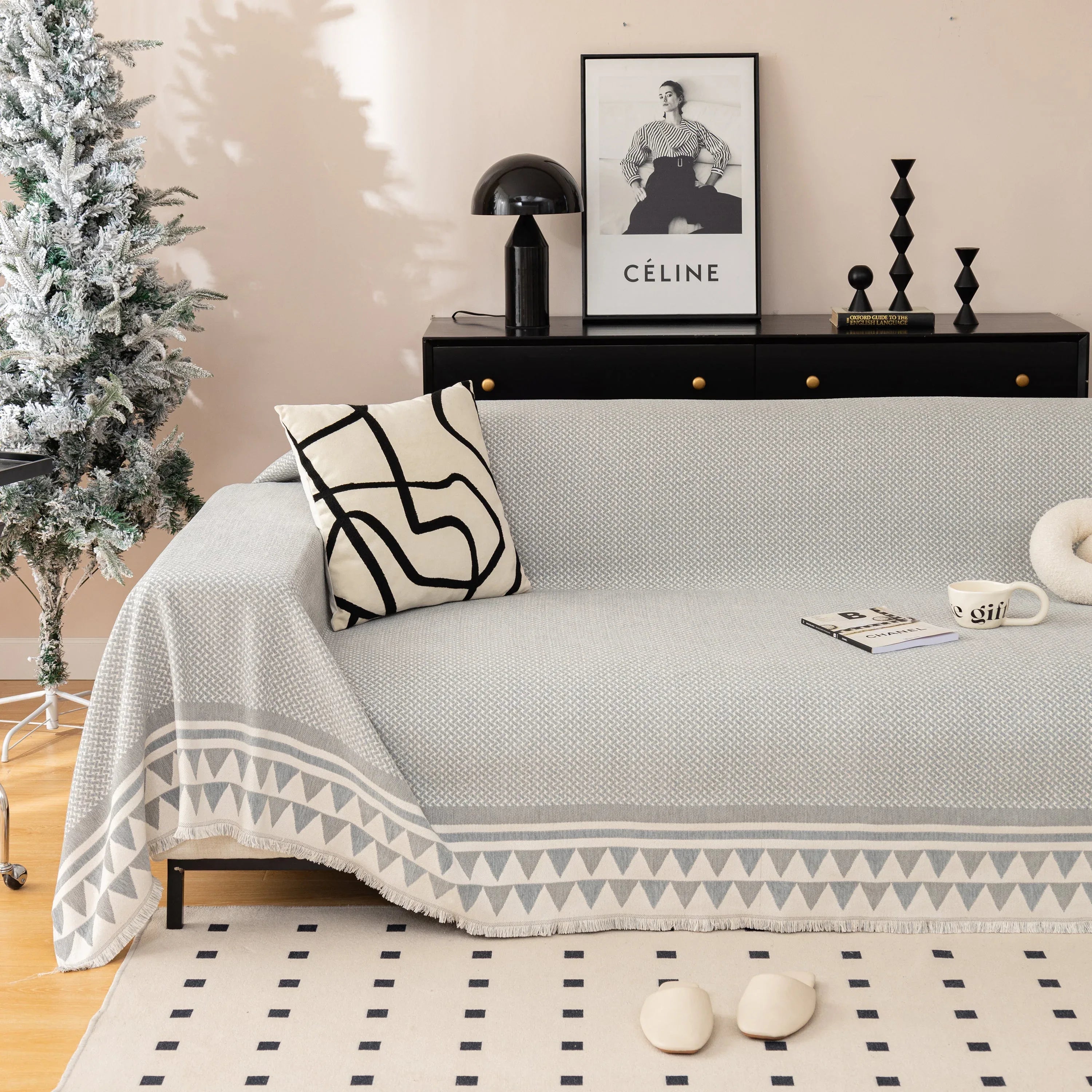 Chenille Jacquard Sofa Throw Blanket Cover Soft Polyester Weave Couch Throw Cover for Pets Dog Kids - TaroTextile