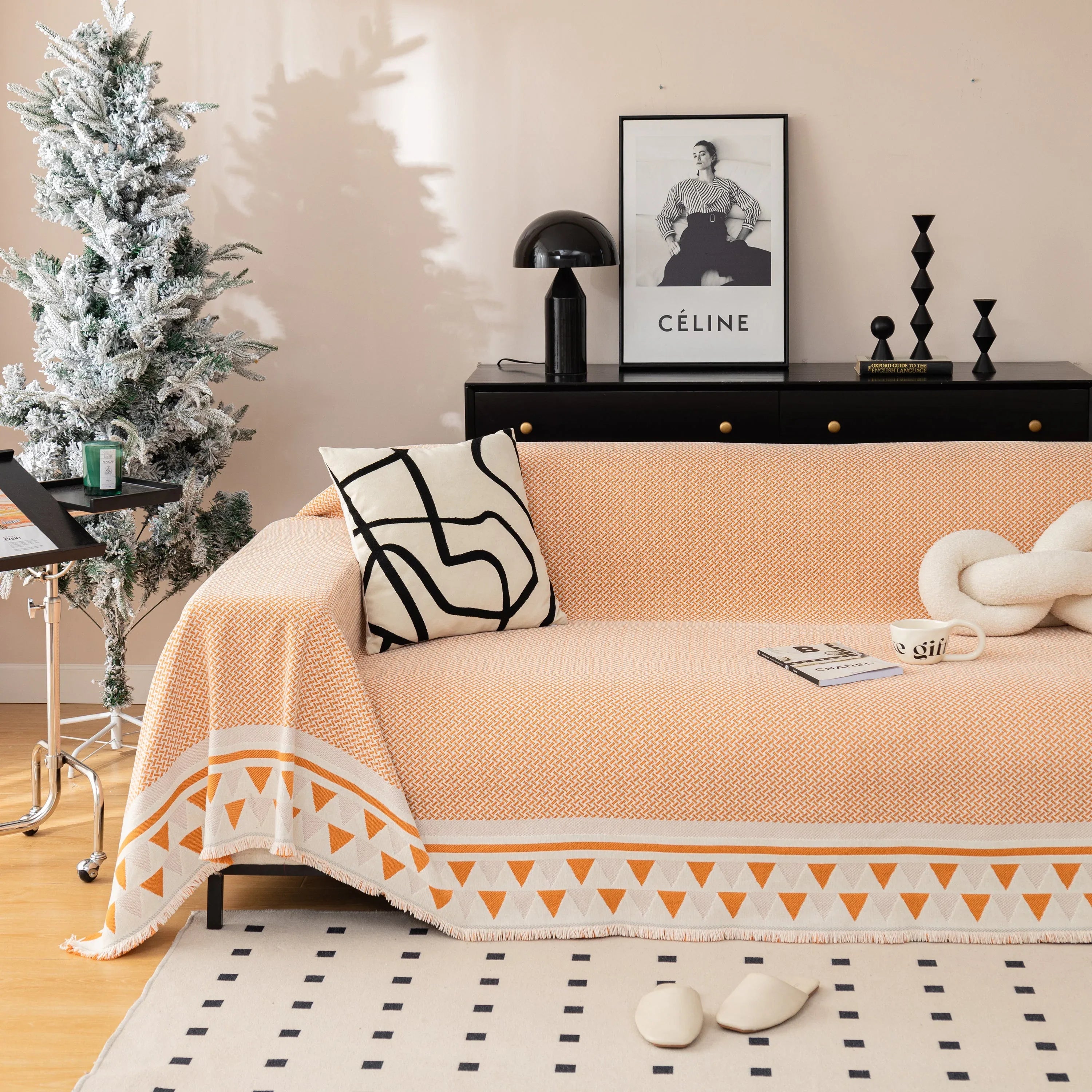 Chenille Jacquard Sofa Throw Blanket Cover Soft Polyester Weave Couch Throw Cover for Pets Dog Kids - TaroTextile