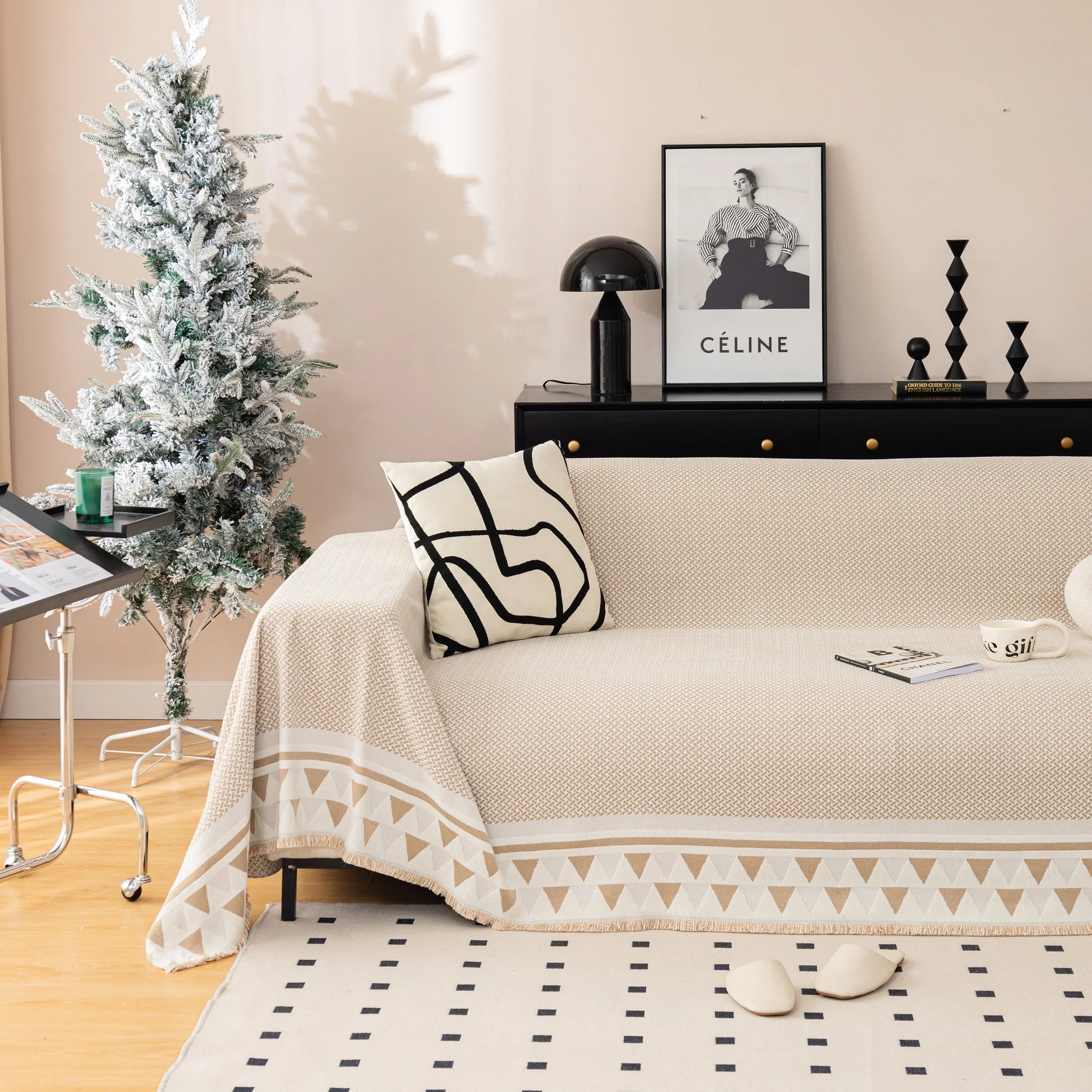 Chenille Jacquard Sofa Throw Blanket Cover Soft Polyester Weave Couch Throw Cover for Pets Dog Kids - TaroTextile