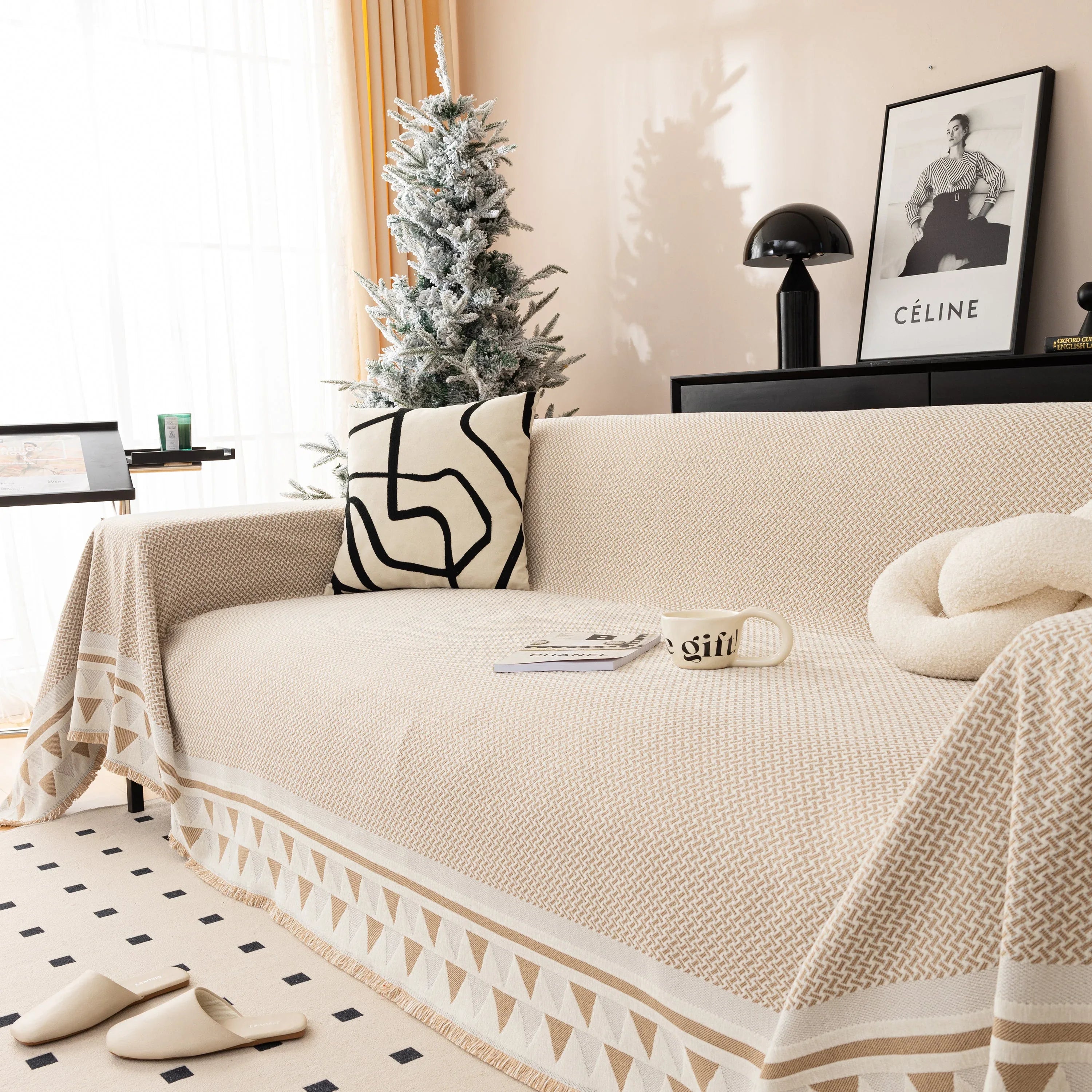 Chenille Jacquard Sofa Throw Blanket Cover Soft Polyester Weave Couch Throw Cover for Pets Dog Kids - TaroTextile