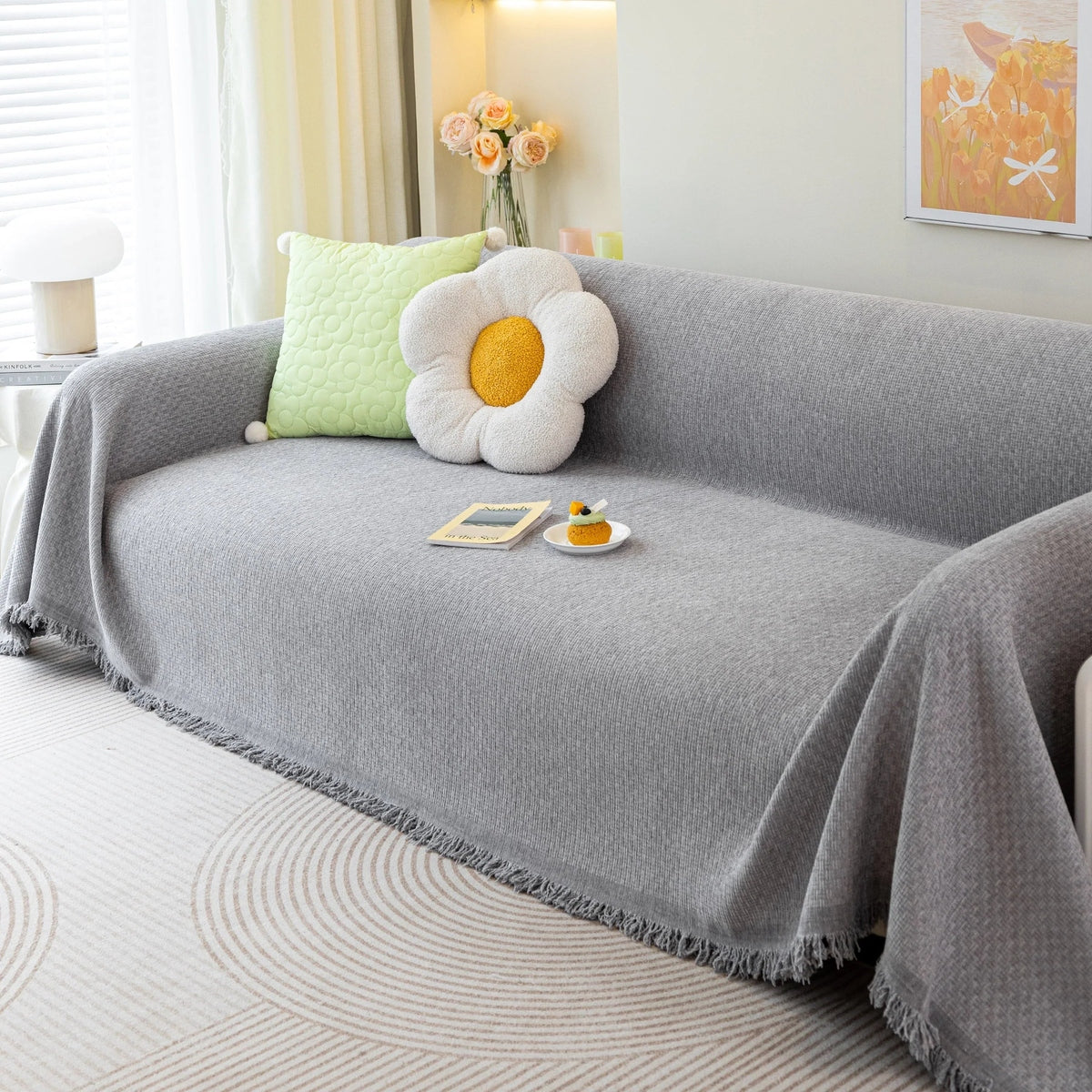 Chenille Large Throw Couch Cover Blanket with Water-Resistant for Futon, Loveseat, and L-Shaped Sofa - TaroTextile