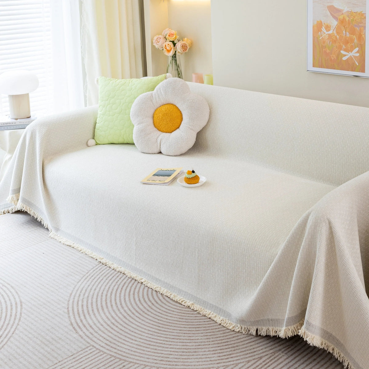 Chenille Large Throw Couch Cover Blanket with Water-Resistant for Futon, Loveseat, and L-Shaped Sofa - TaroTextile