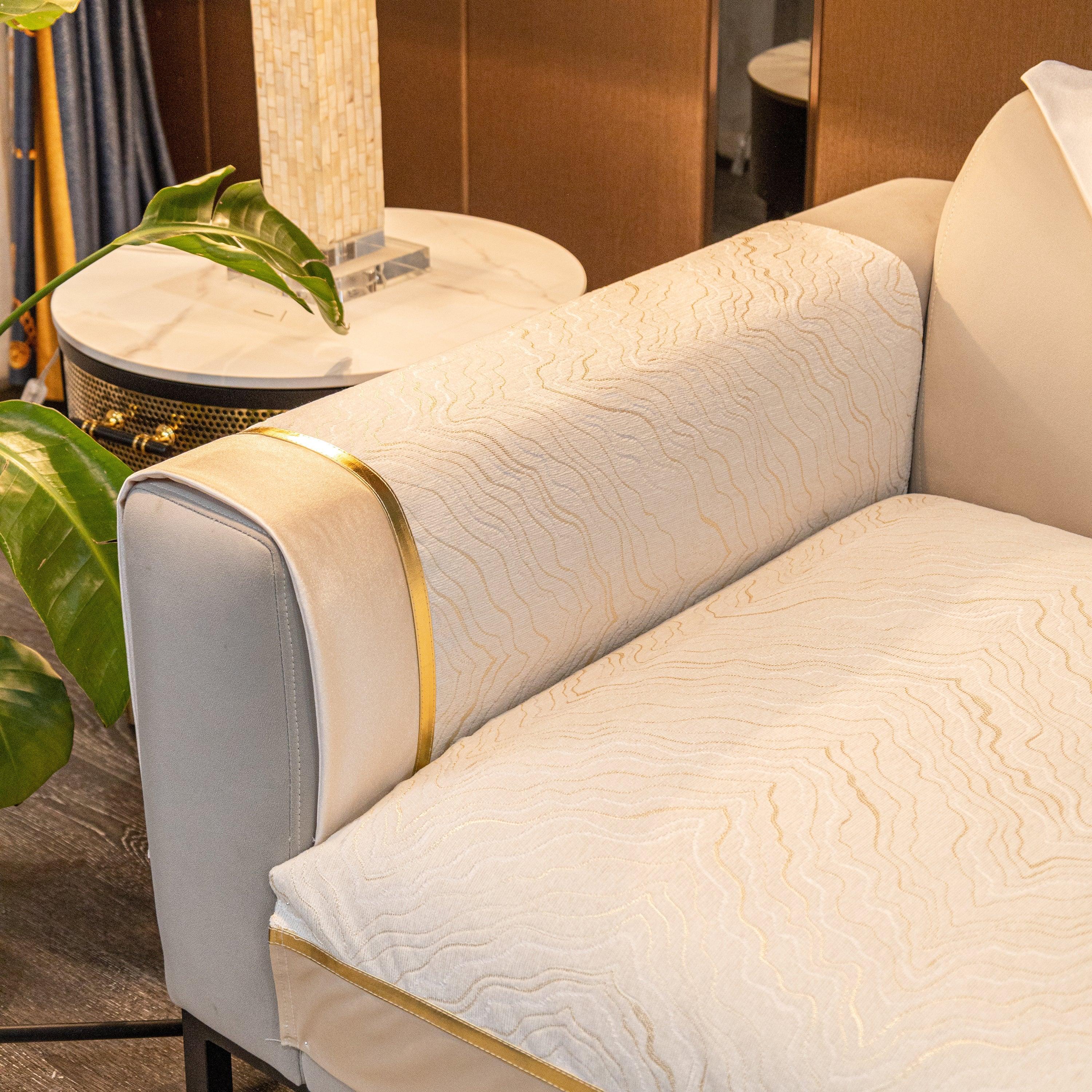 Chenille Non-Slip Metal Texture Sofa Towel, Minimalist Sofa Couch Cover Sectional Couch Covers for Pets - TaroTextile