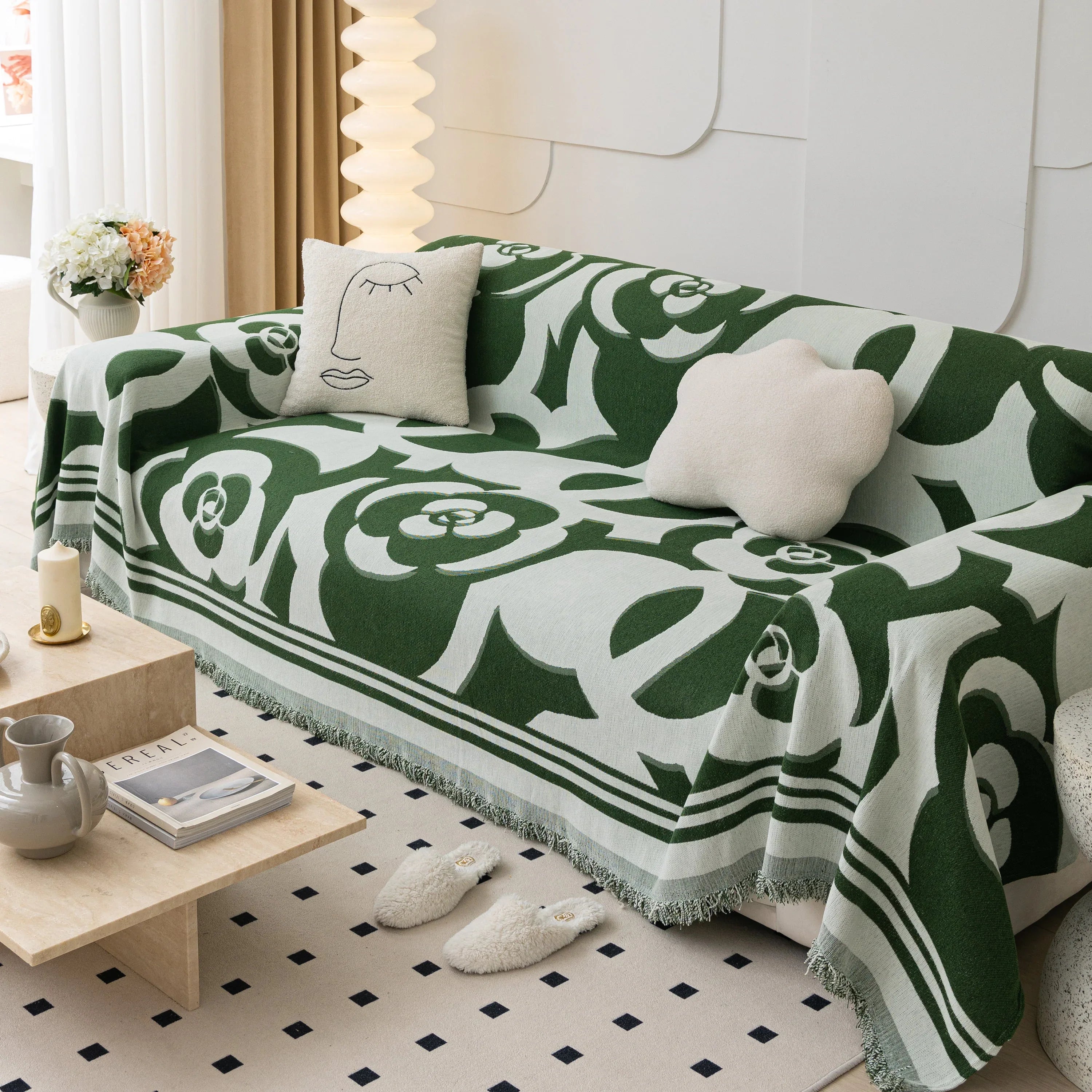 Chenille Sofa Cover Blanket, Couch Cover Blanket Throws for Couches Living Room Furniture Throw Covers - TaroTextile