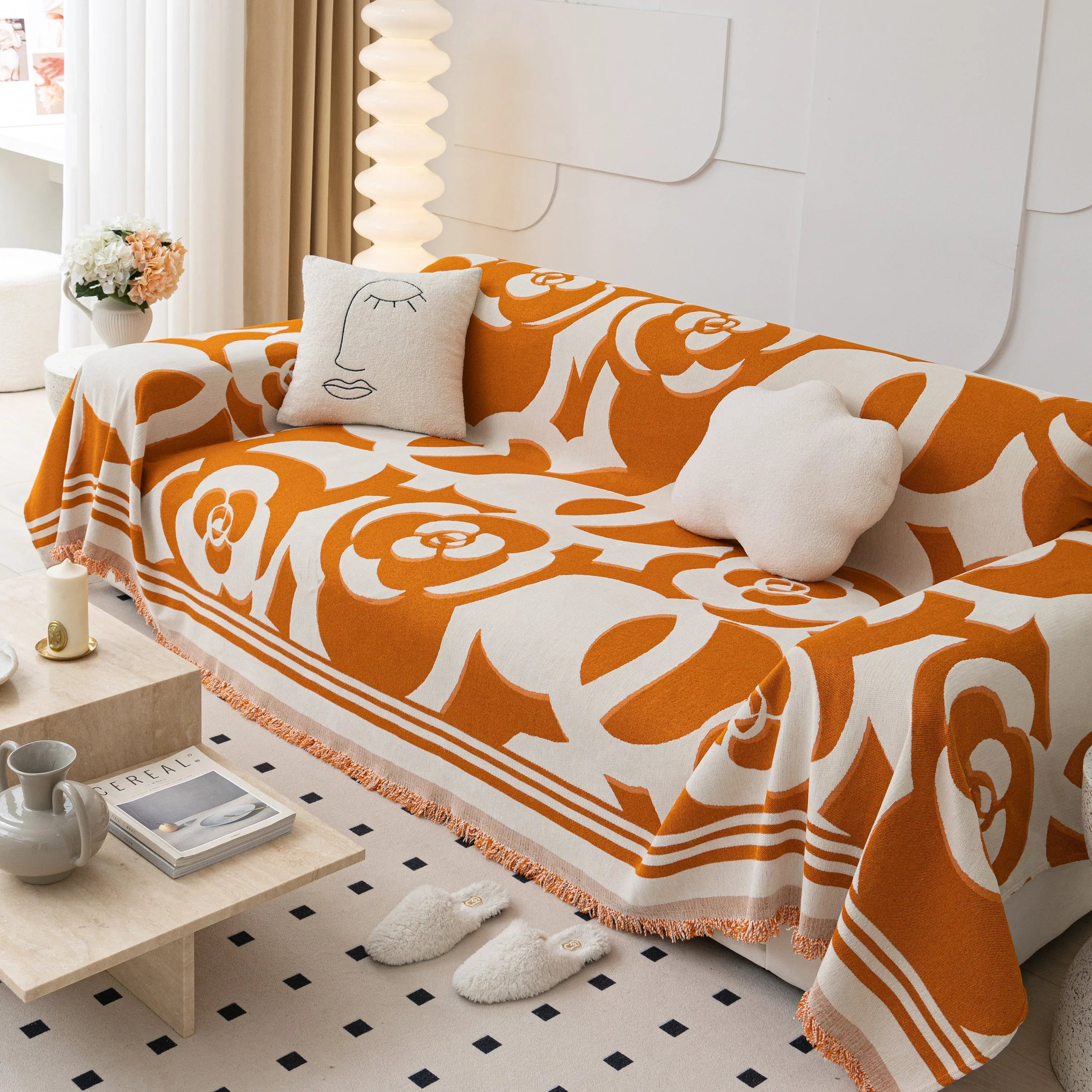 Chenille Sofa Cover Blanket, Couch Cover Blanket Throws for Couches Living Room Furniture Throw Covers - TaroTextile